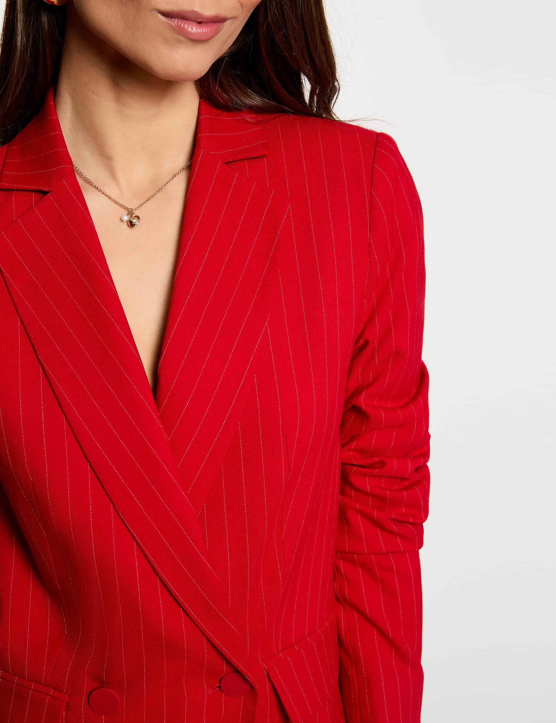 Blazer ajust&eacute; rayures rouge femme