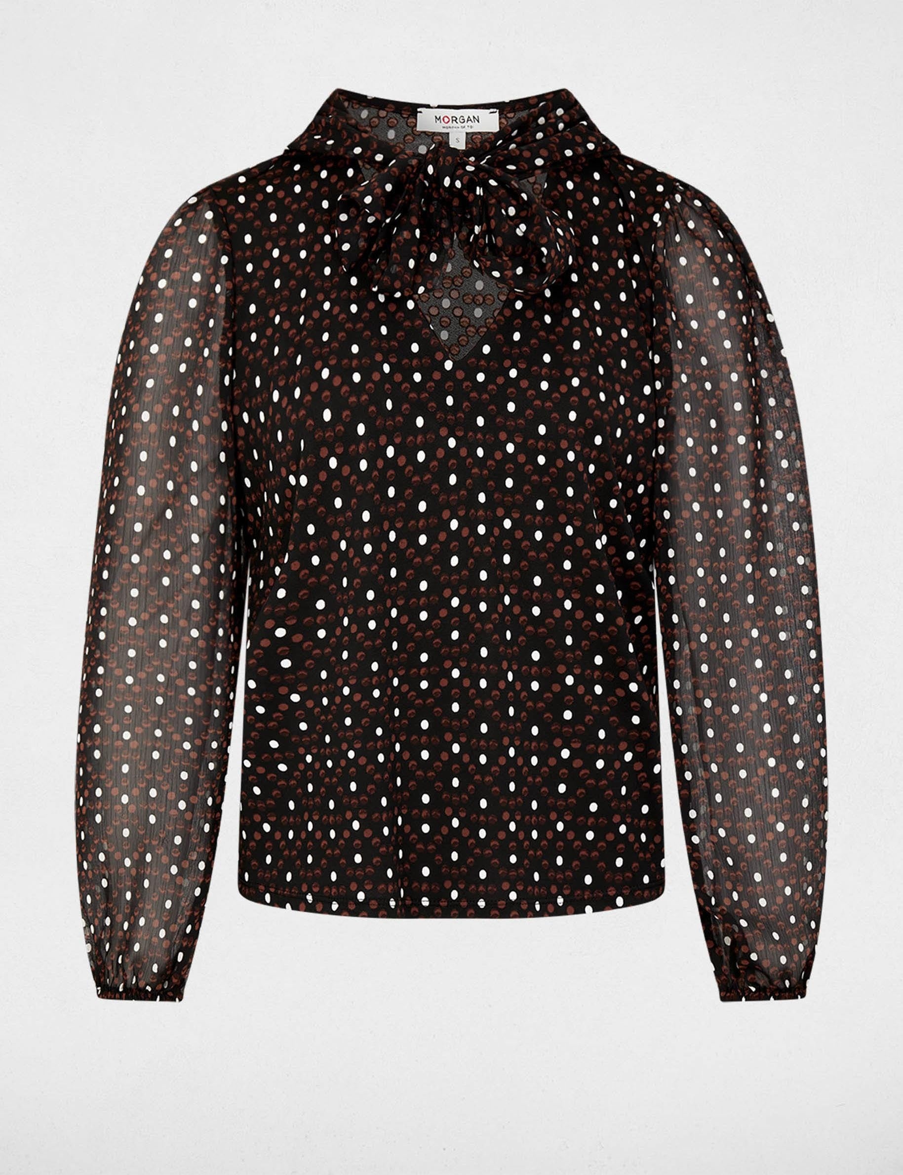 Blouse van voile met lavalli&egrave;rekraag meerkleurig vrouw