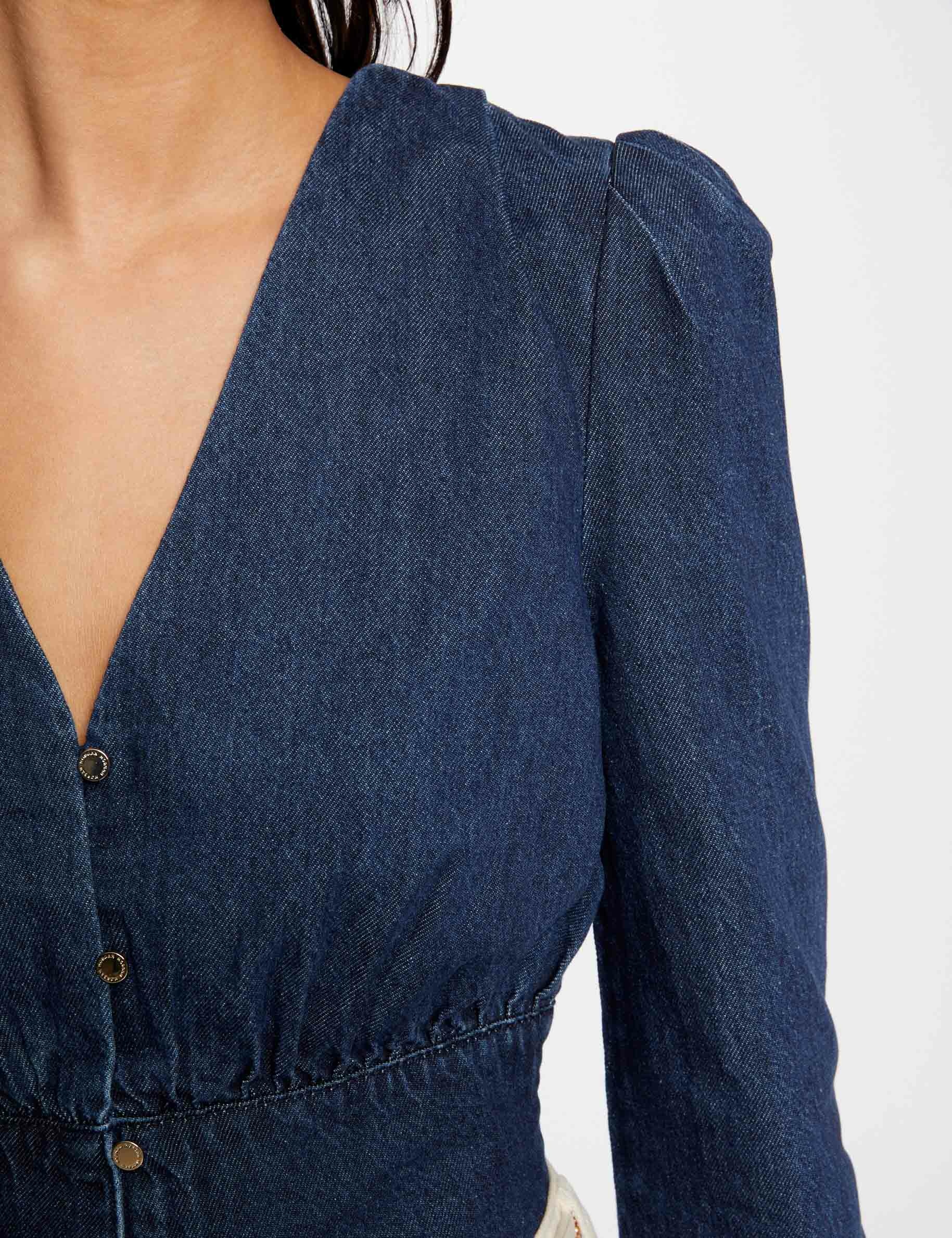 Blouse manches longues en jean jean brut femme