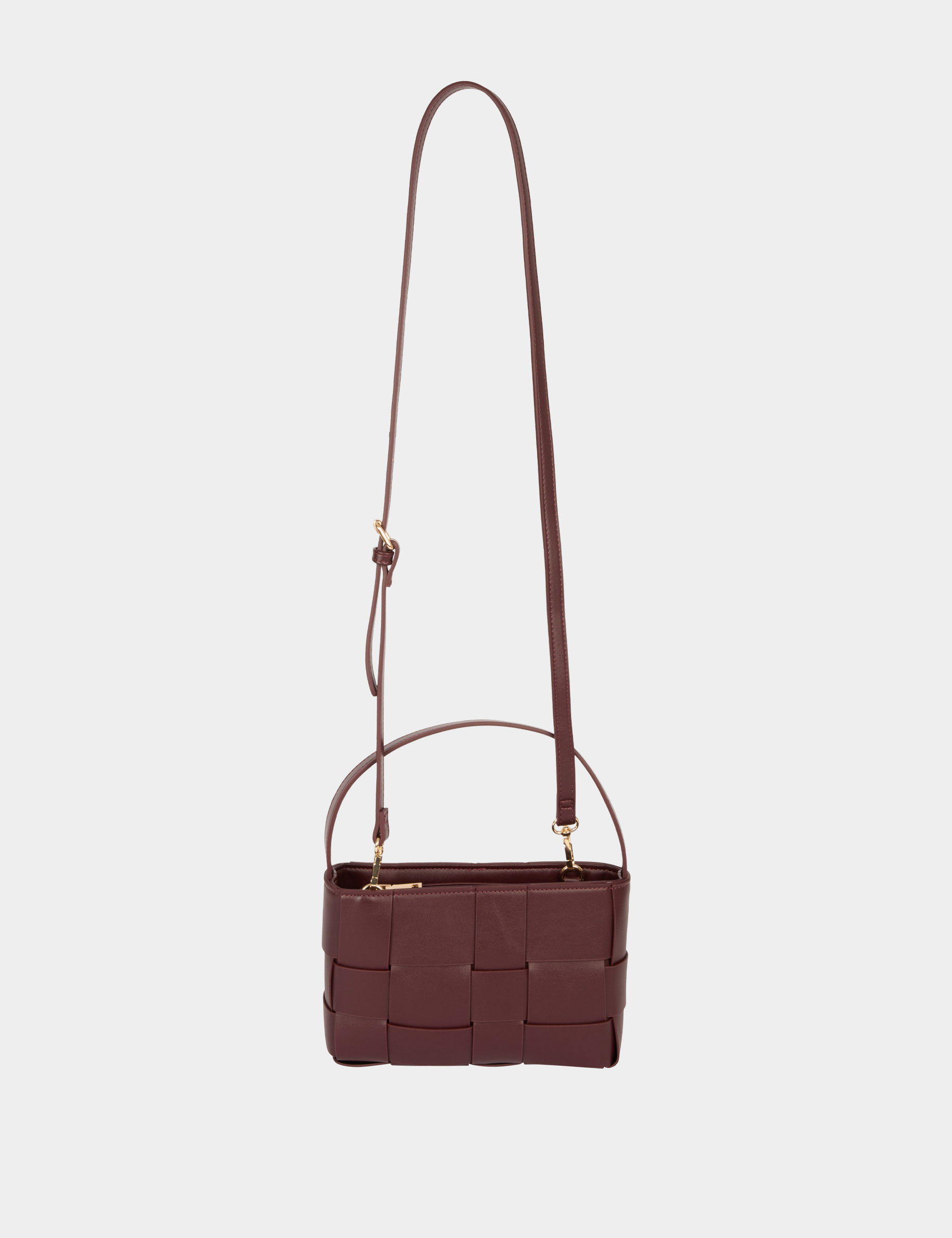 Gevlochten tas van imitatieleer bordeaux vrouw