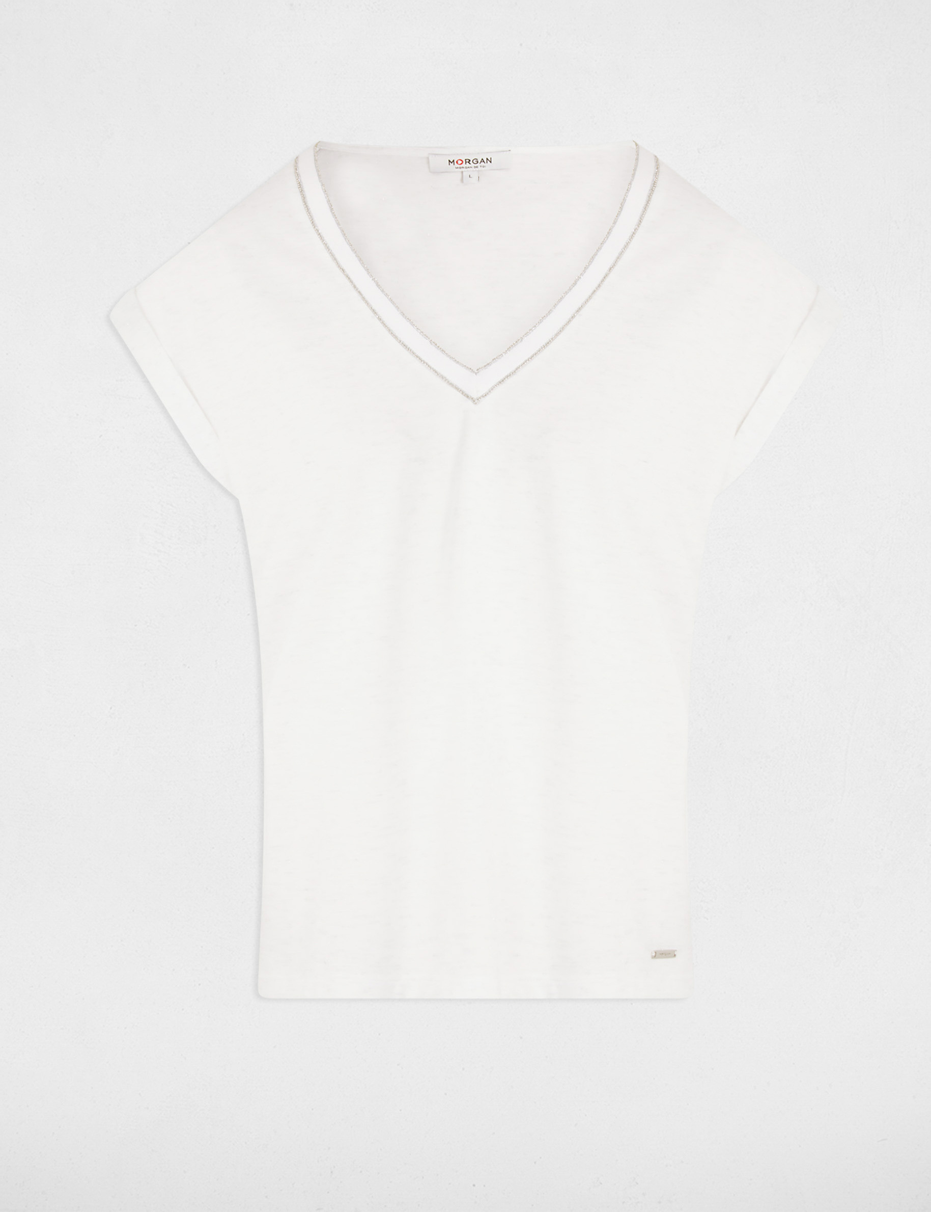 t shirt manches courtes ivoire femme T-shirt manches courtes ivoire femme
