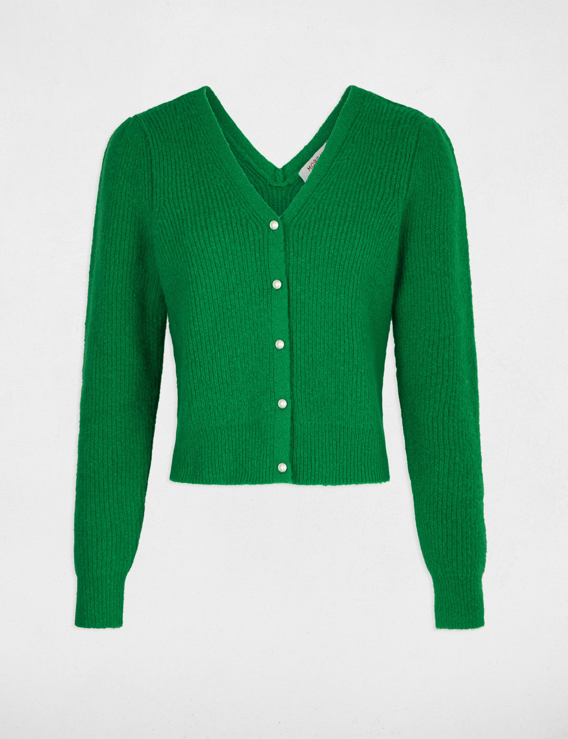 Morgan Gilet Manches Longues Col V Femme - Maille Fine Élégante, Coupe Droite Courte Et Boutons Devant, Idéal Pour Toutes Saisons