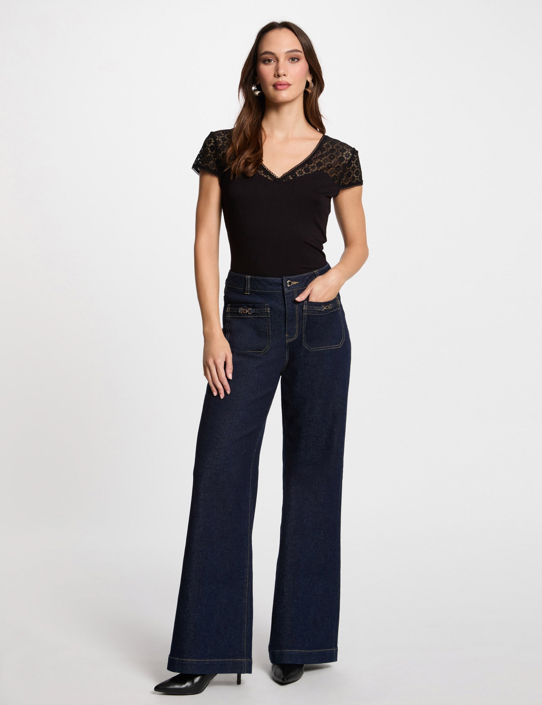 T-shirt met korte mouwen zwart vrouw