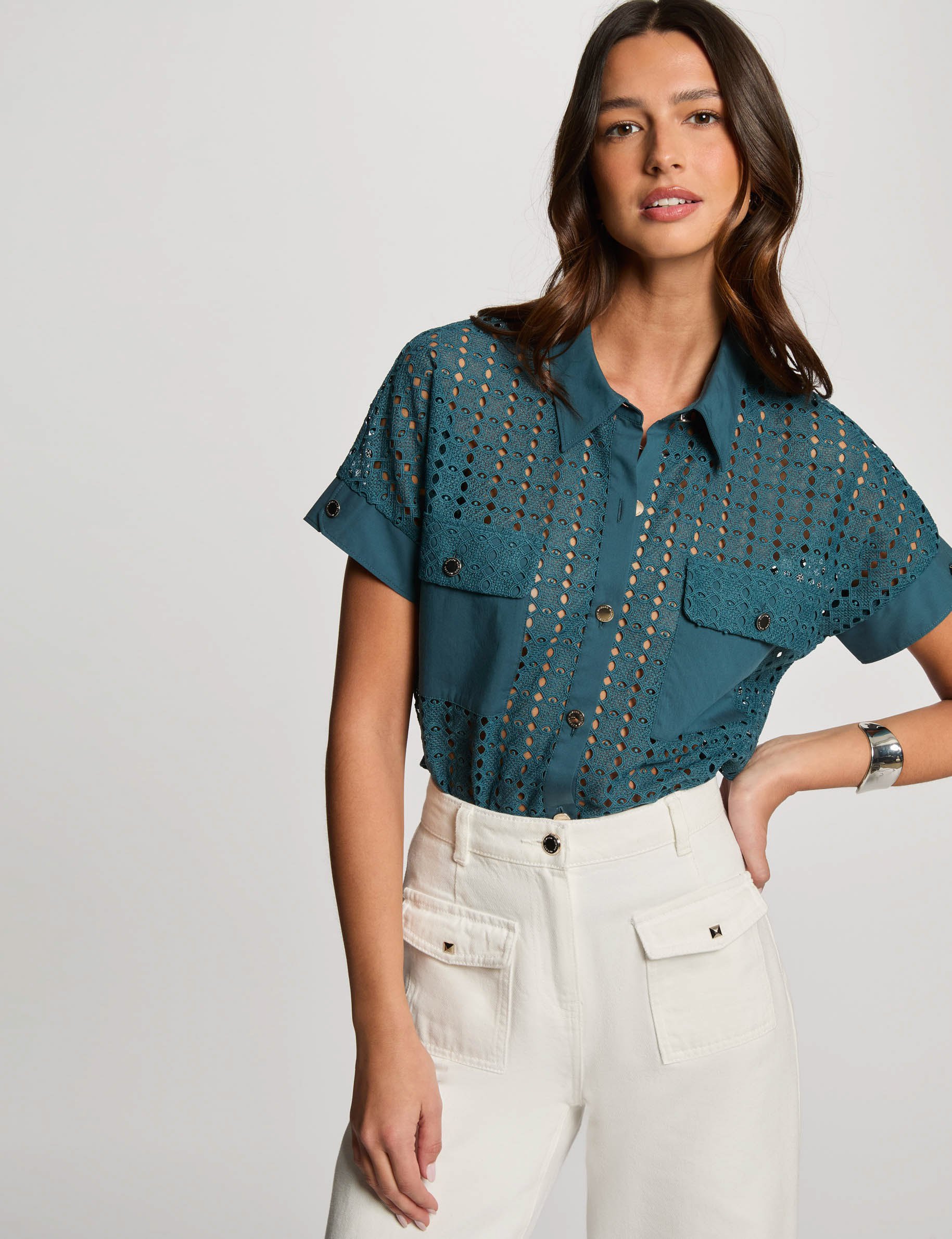 chemise manches courtes bleu petrole femme Chemise manches courtes bleu pétrole femme