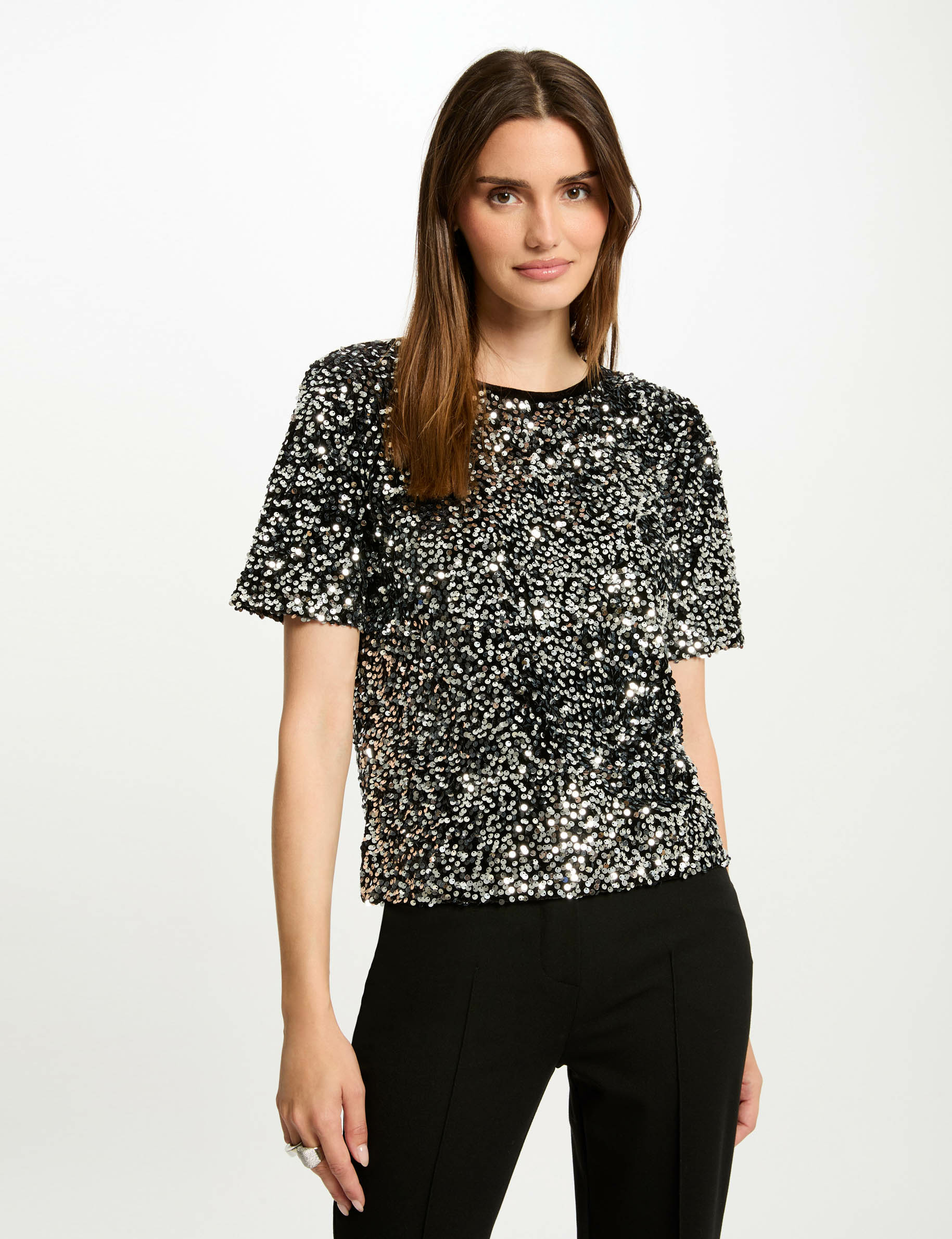 t shirt manches courtes noir femme T-shirt manches courtes noir femme