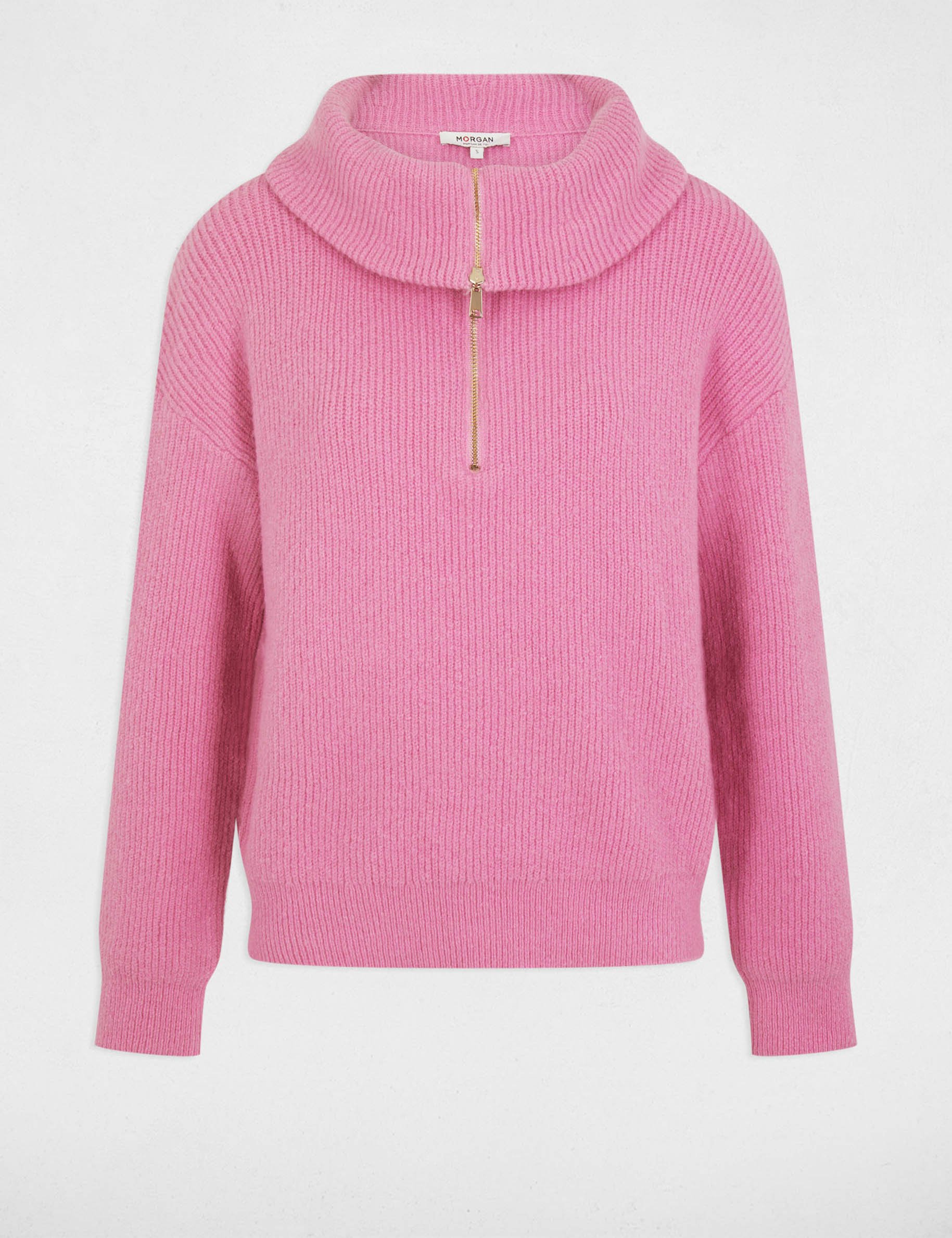 Pull col camionneur rose moyen femme