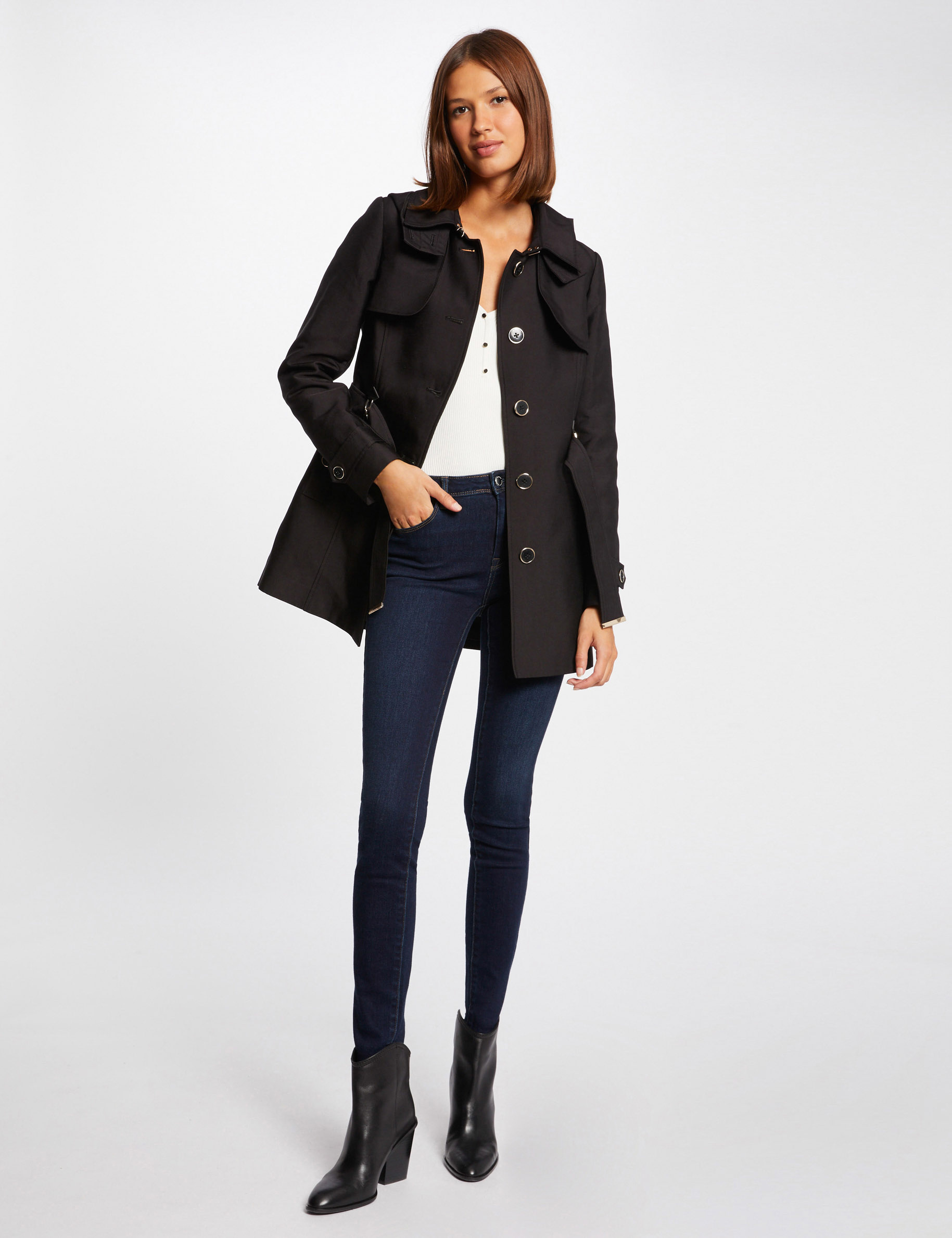 Hooded Trench Trench Noir Morgan Manteau Trench Neuf MORGAN Valeur