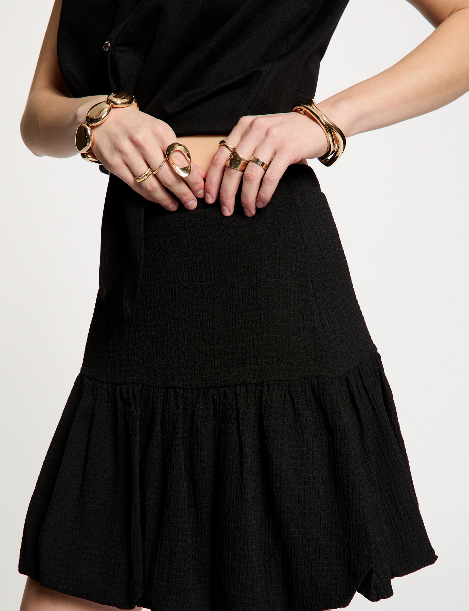 Jupe courte pliss&eacute;e noir femme