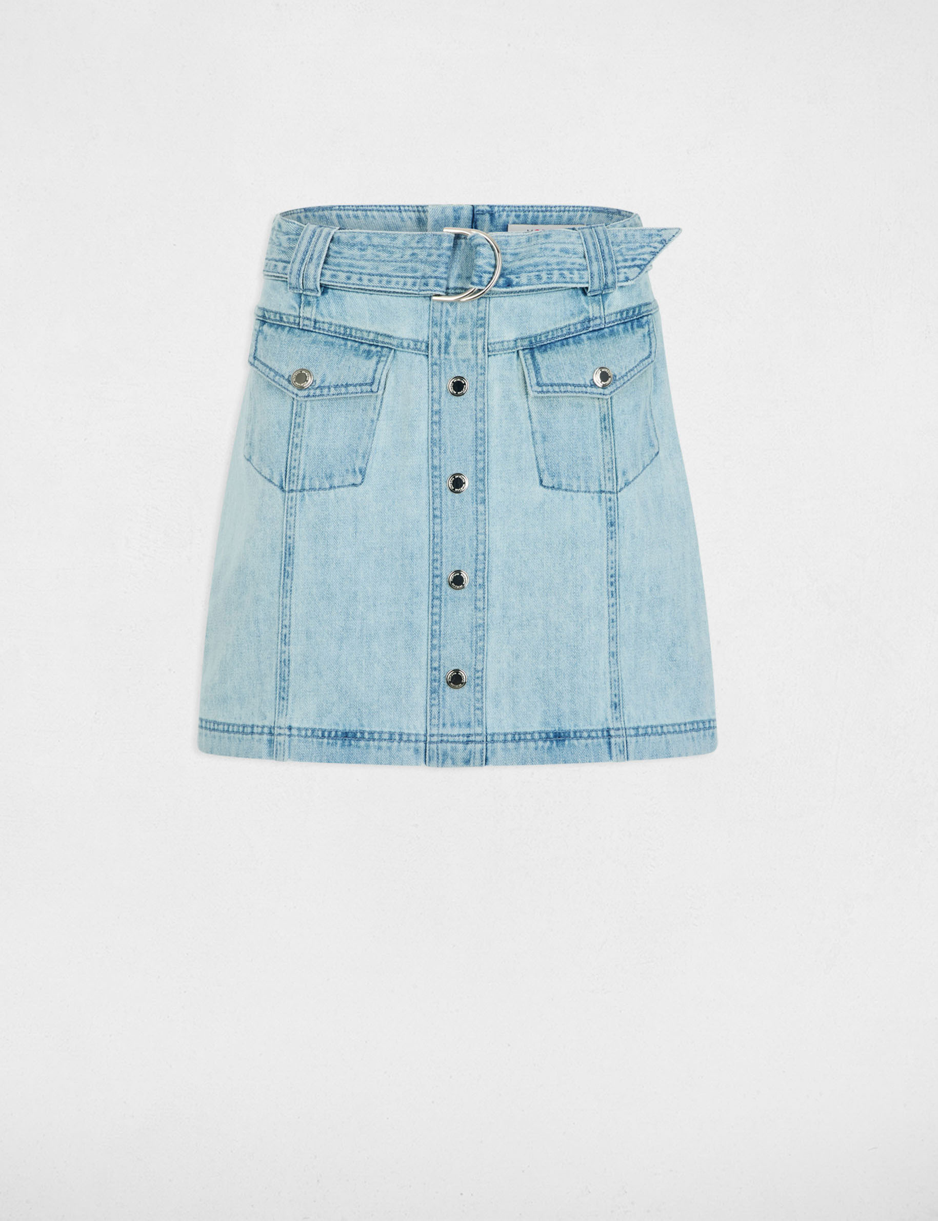 Jupe courte en jean denim bleach femme