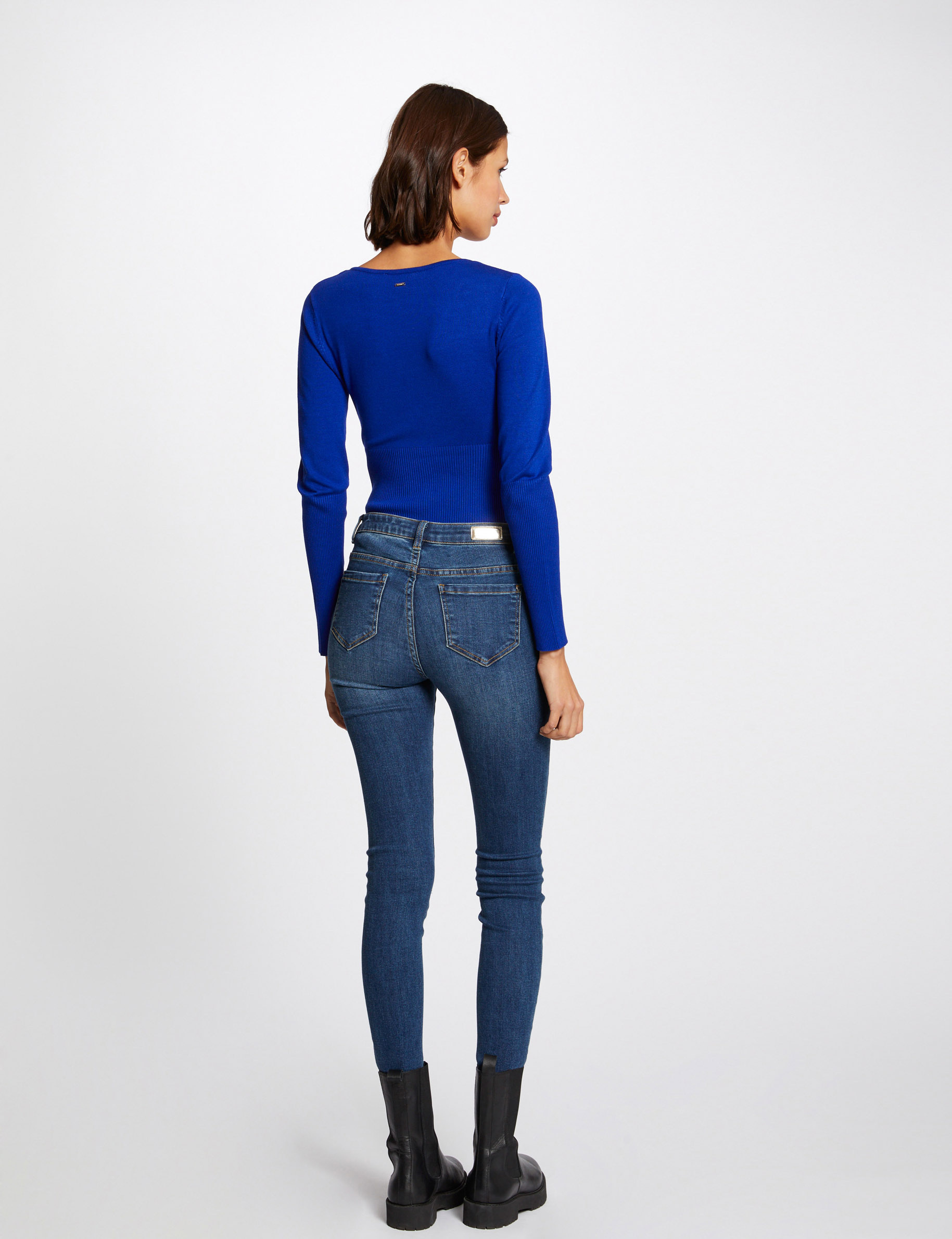 Trui met lange mouwen en ritsdetail felblauw vrouw Trui met lange mouwen en ritsdetail felblauw vrouw