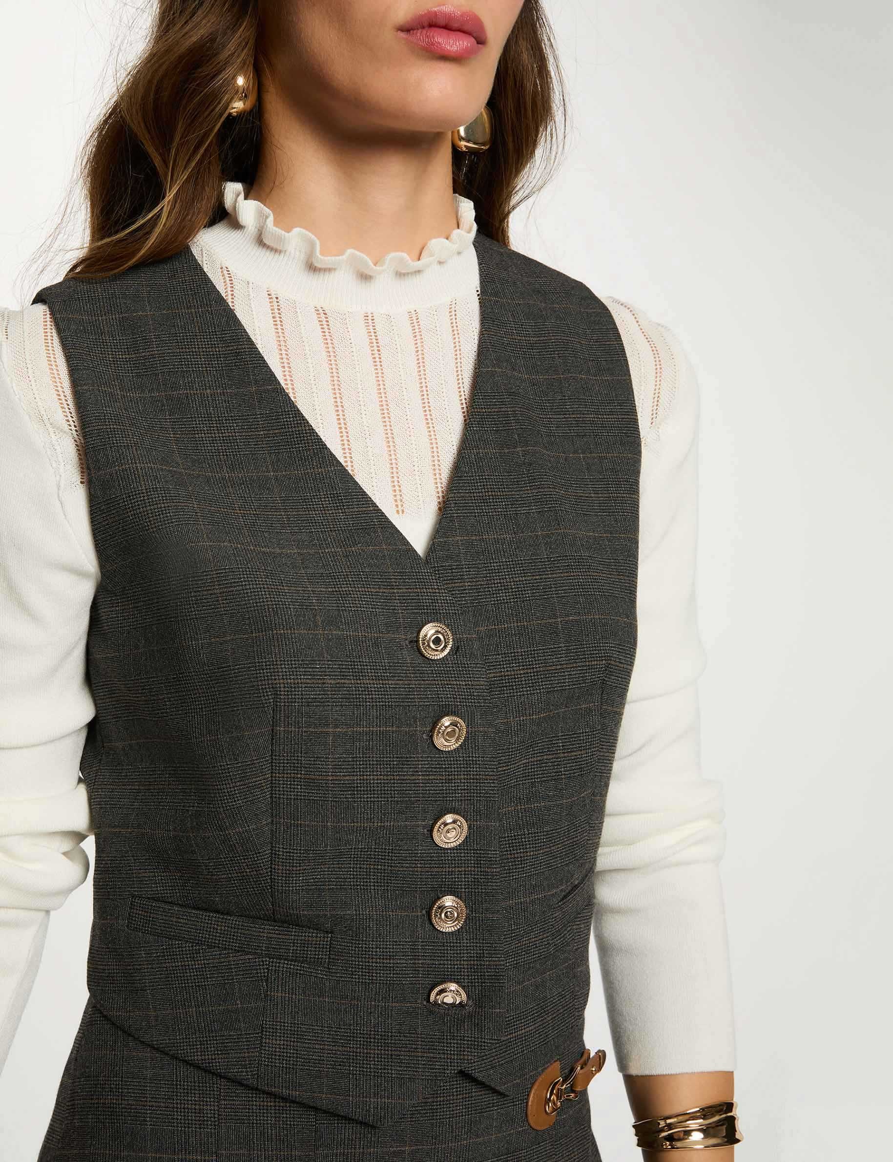 getailleerd mouwloos vest mediumgrijs vrouw Getailleerd mouwloos vest mediumgrijs vrouw