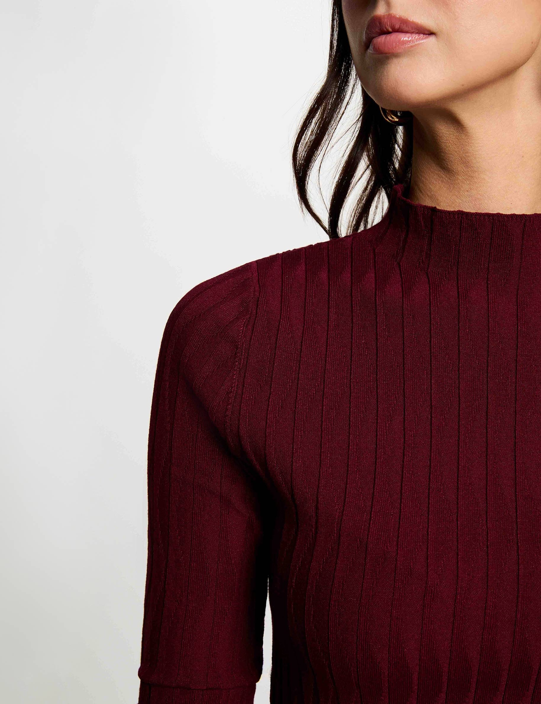 Trui met opstaande kraag bordeaux vrouw