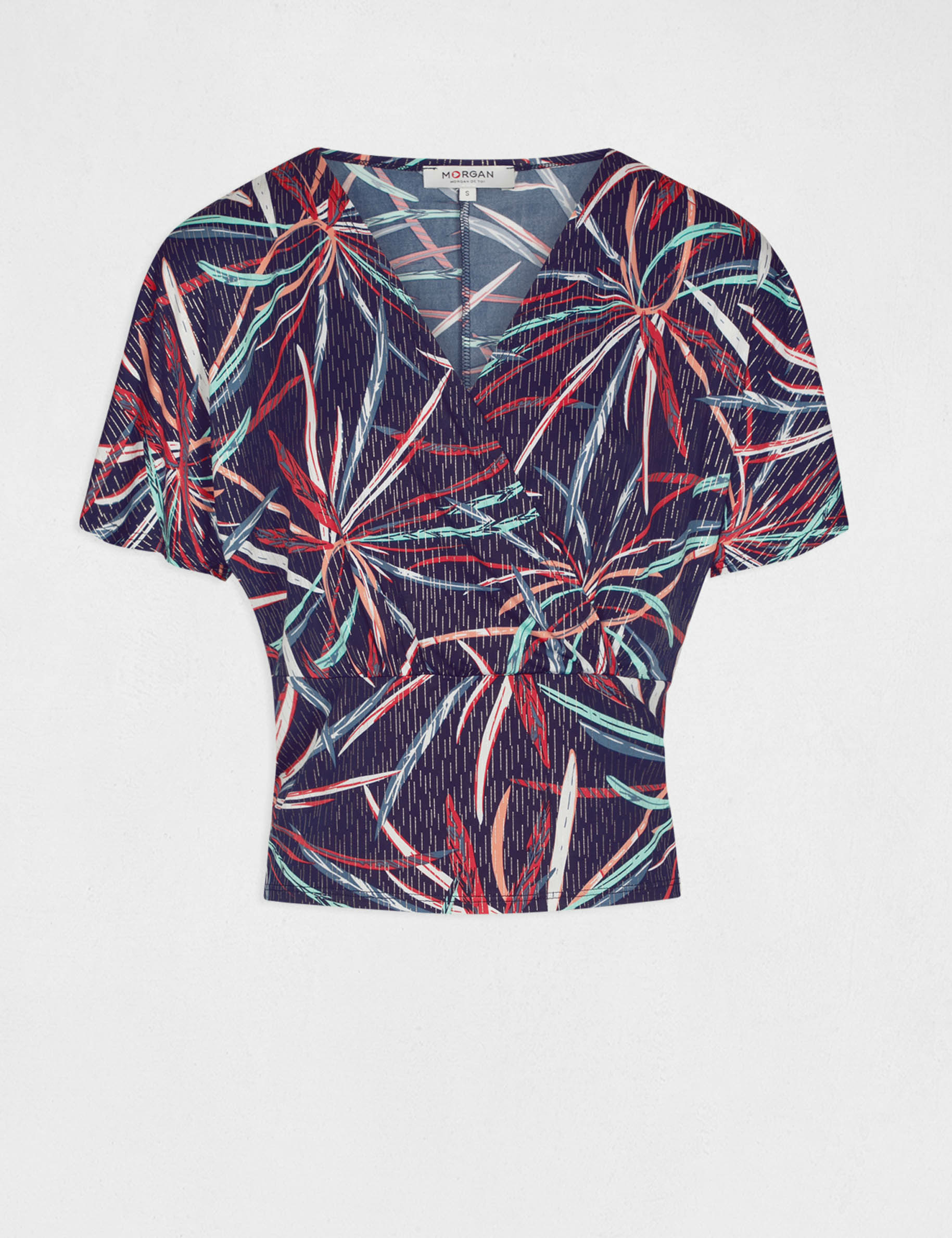 t shirt manches courtes imprime abstrait marine femme T-shirt manches courtes imprimé abstrait marine femme