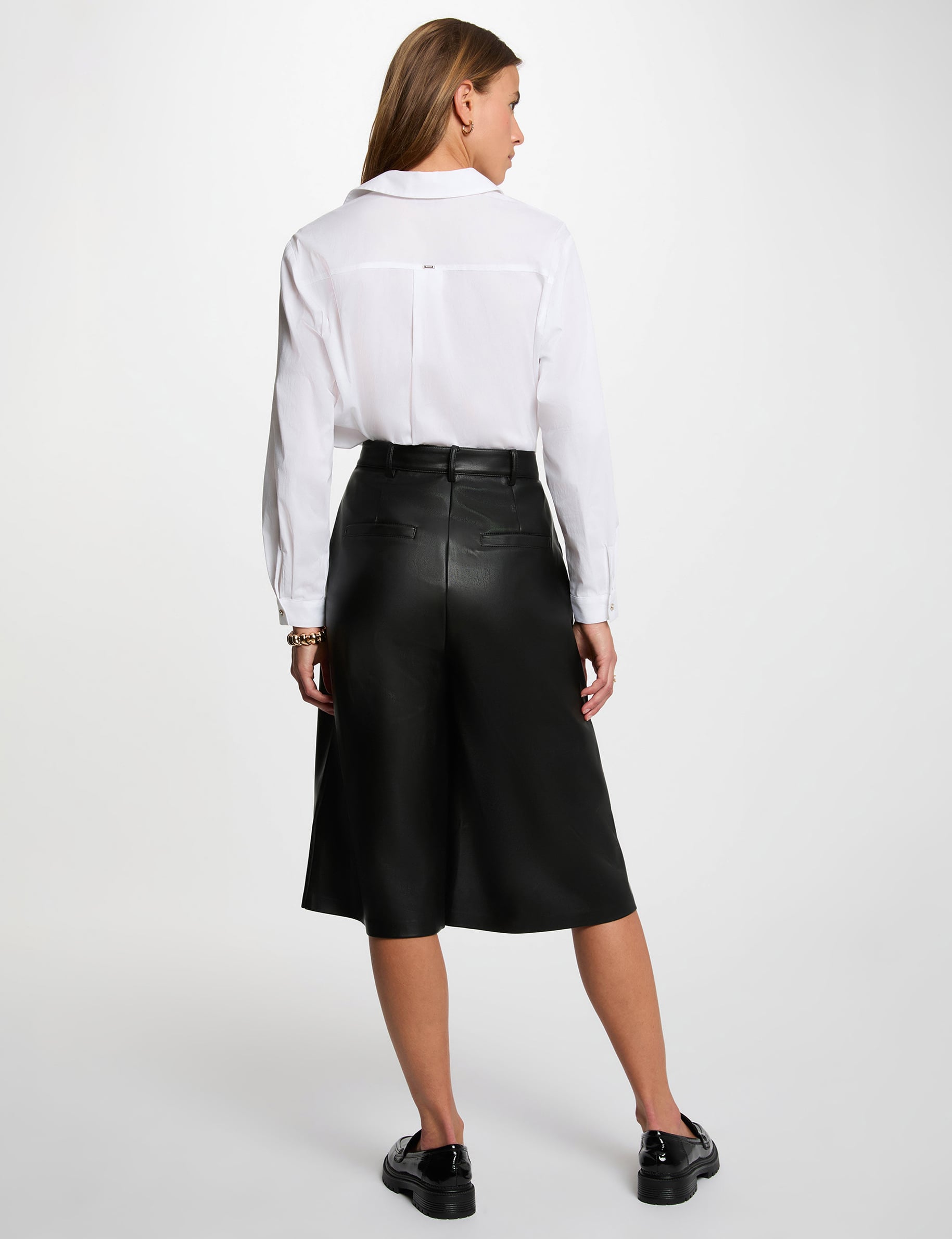 Hoge taille brede short zwart vrouw