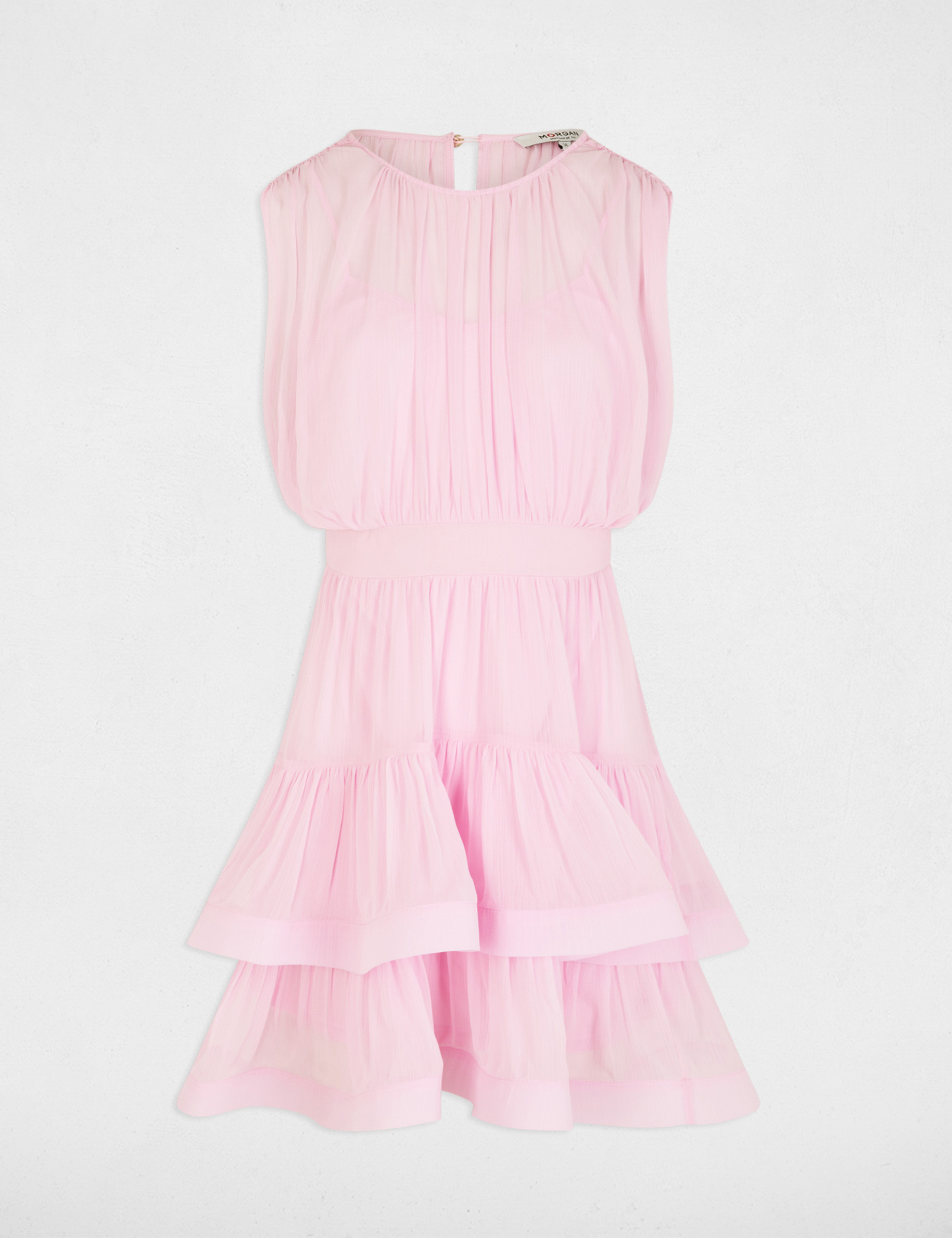 Robe courte col montant rose femme