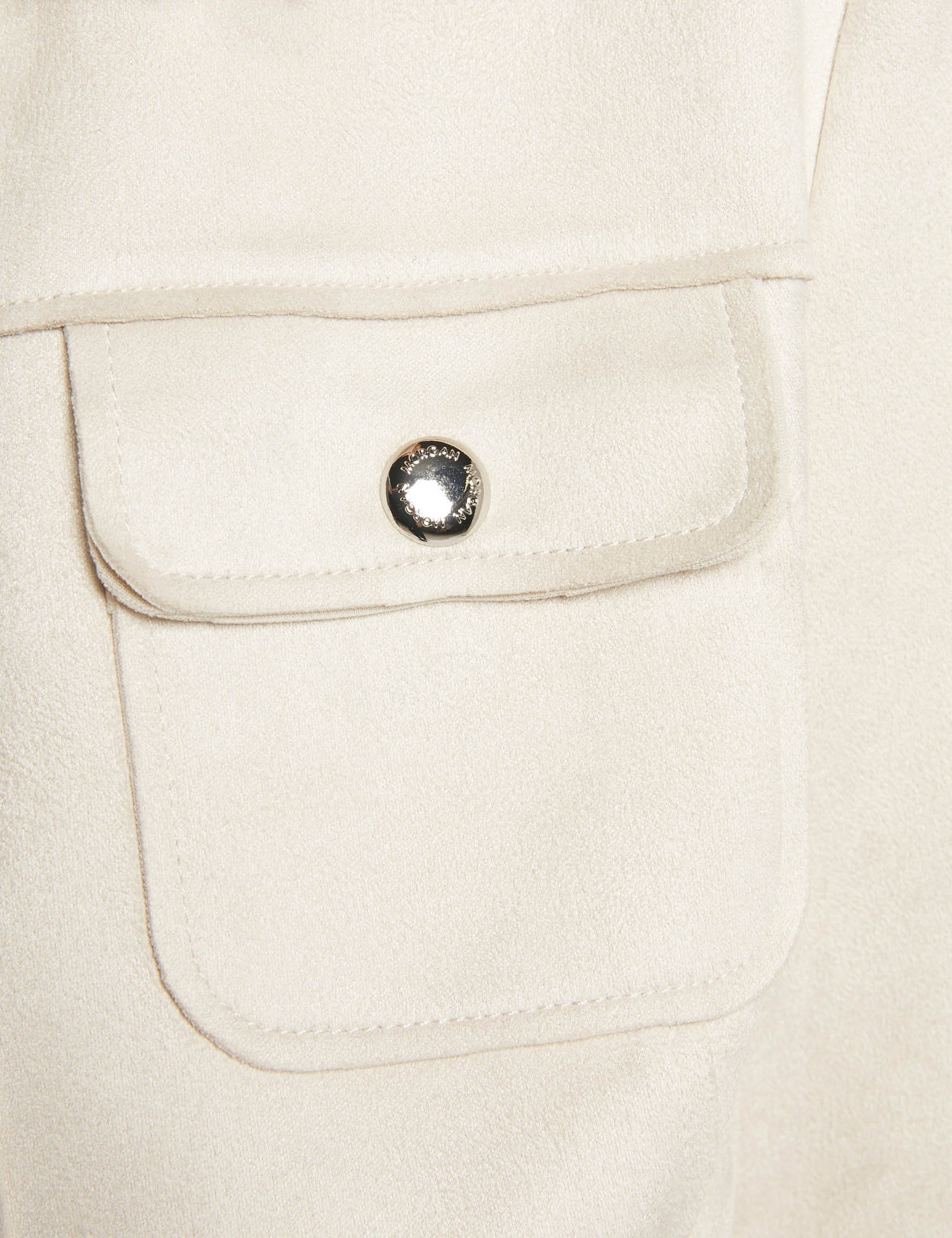 geknoopte suede jas ecru vrouw null