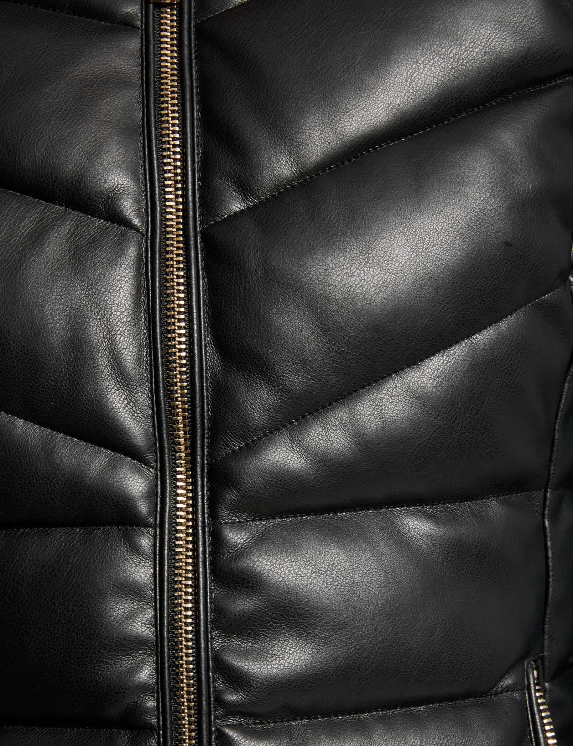 doudoune simili cuir capuche noir femme null