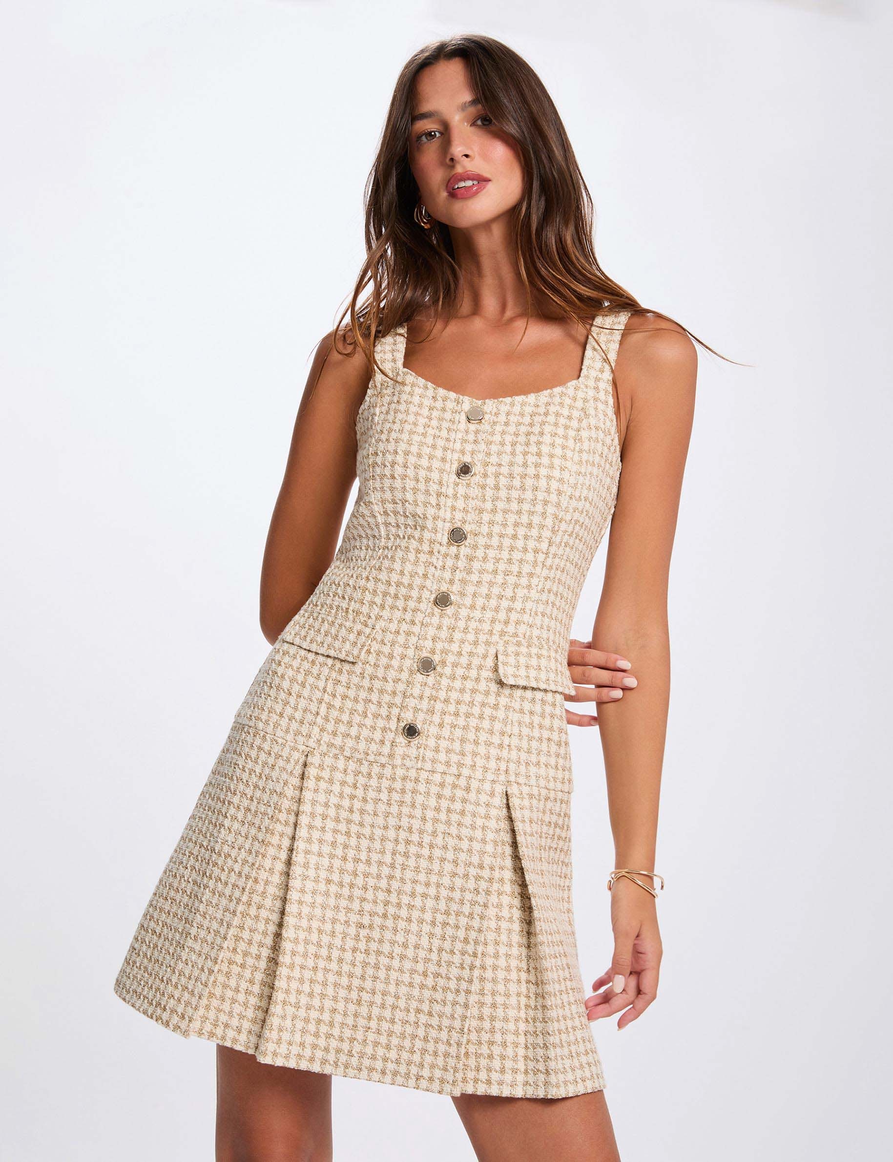 Robe tweed évasée multicolore femme