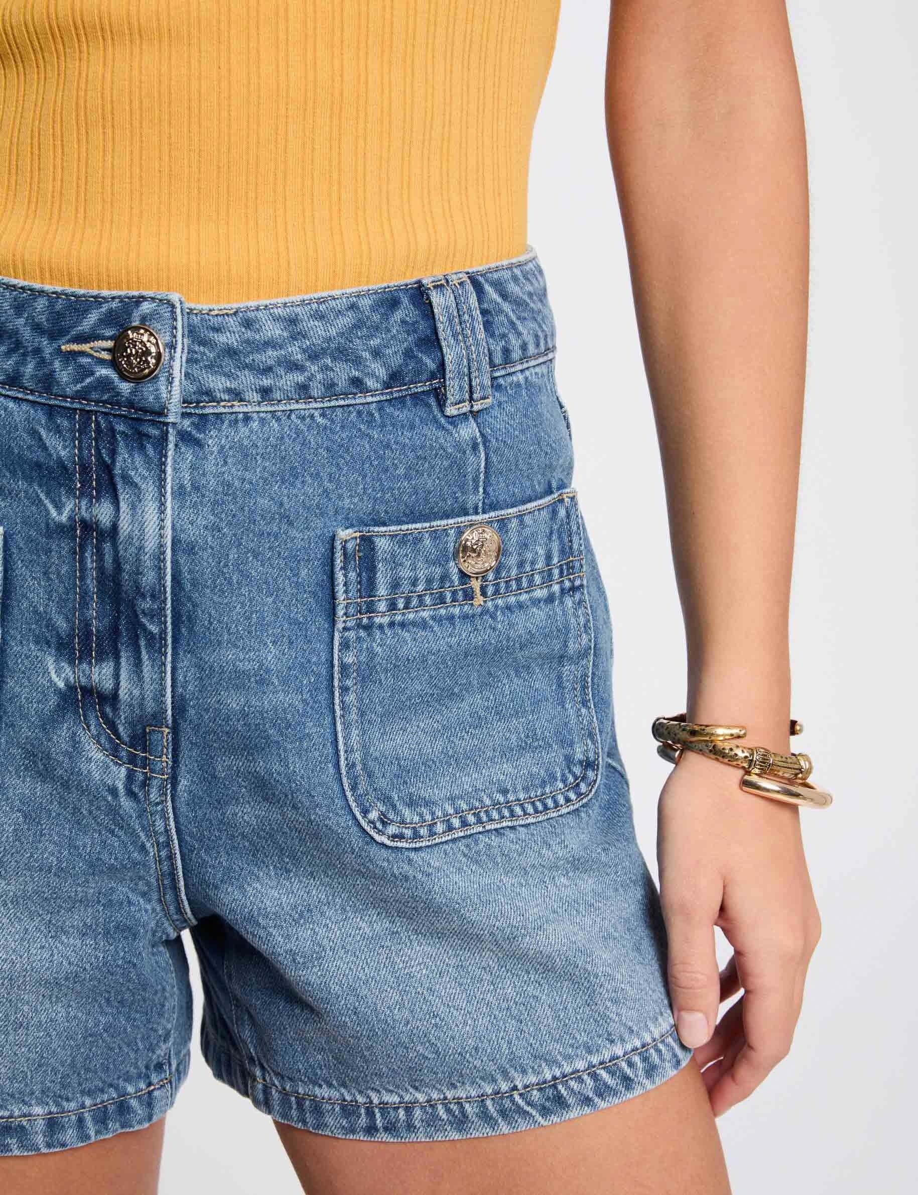 Short slim en jean denim stone femme