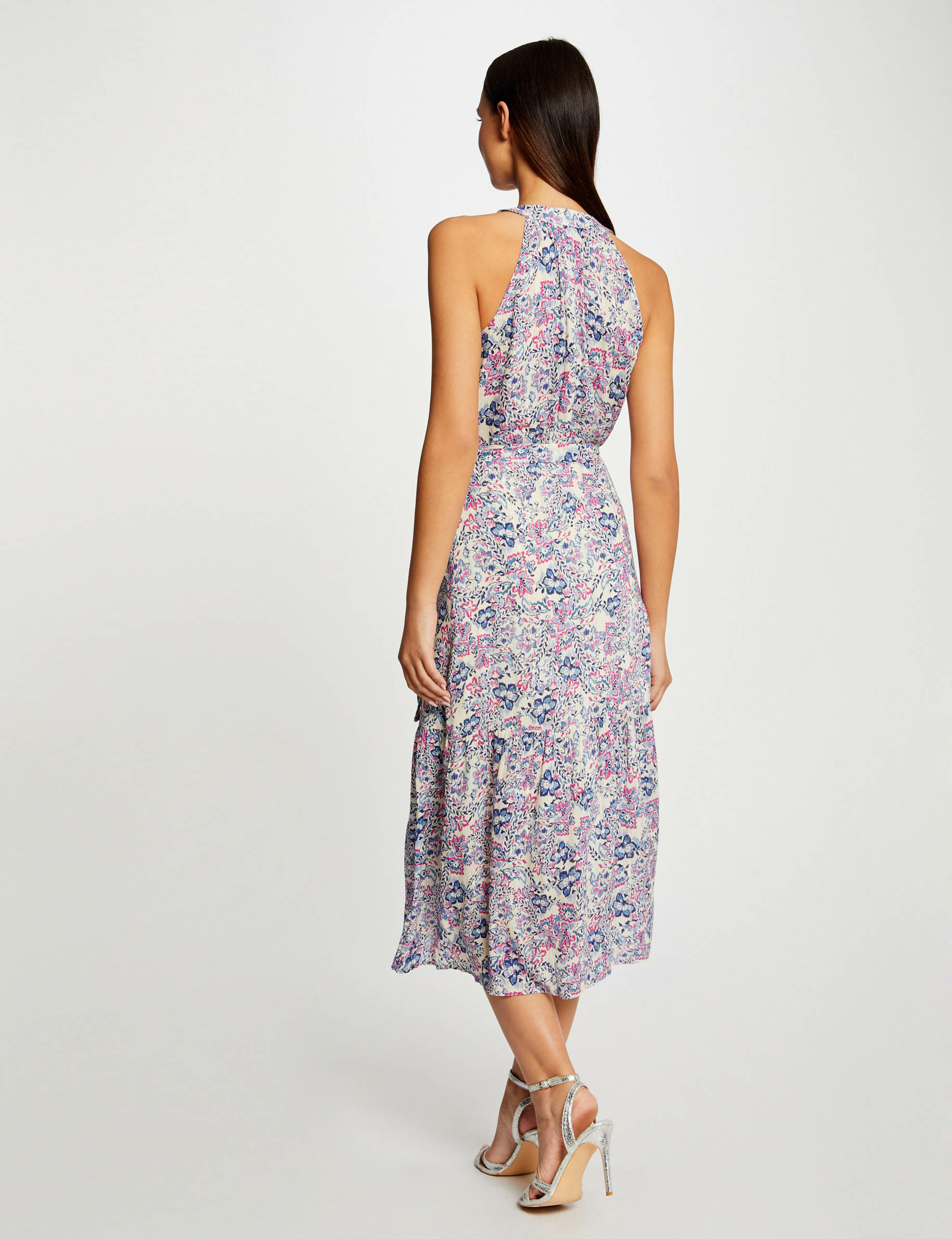 Robe midi portefeuille imprimé végétal multico femme Robe midi portefeuille imprimé végétal multico femme