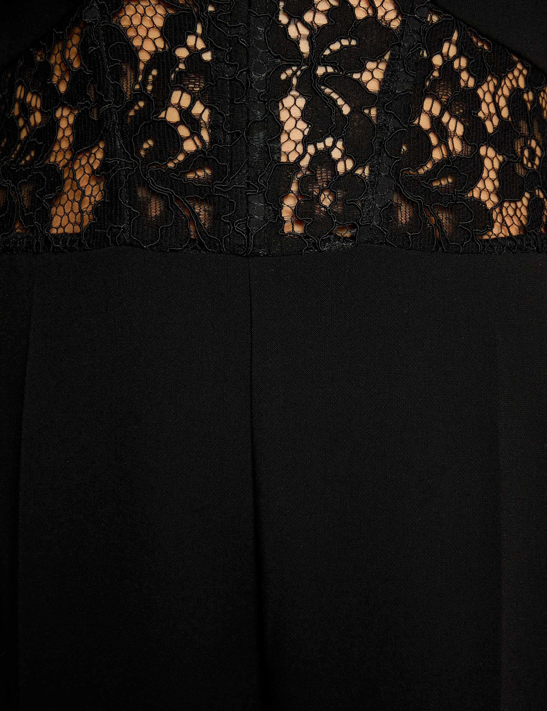 combinaison dentelle col tailleur noir femme null