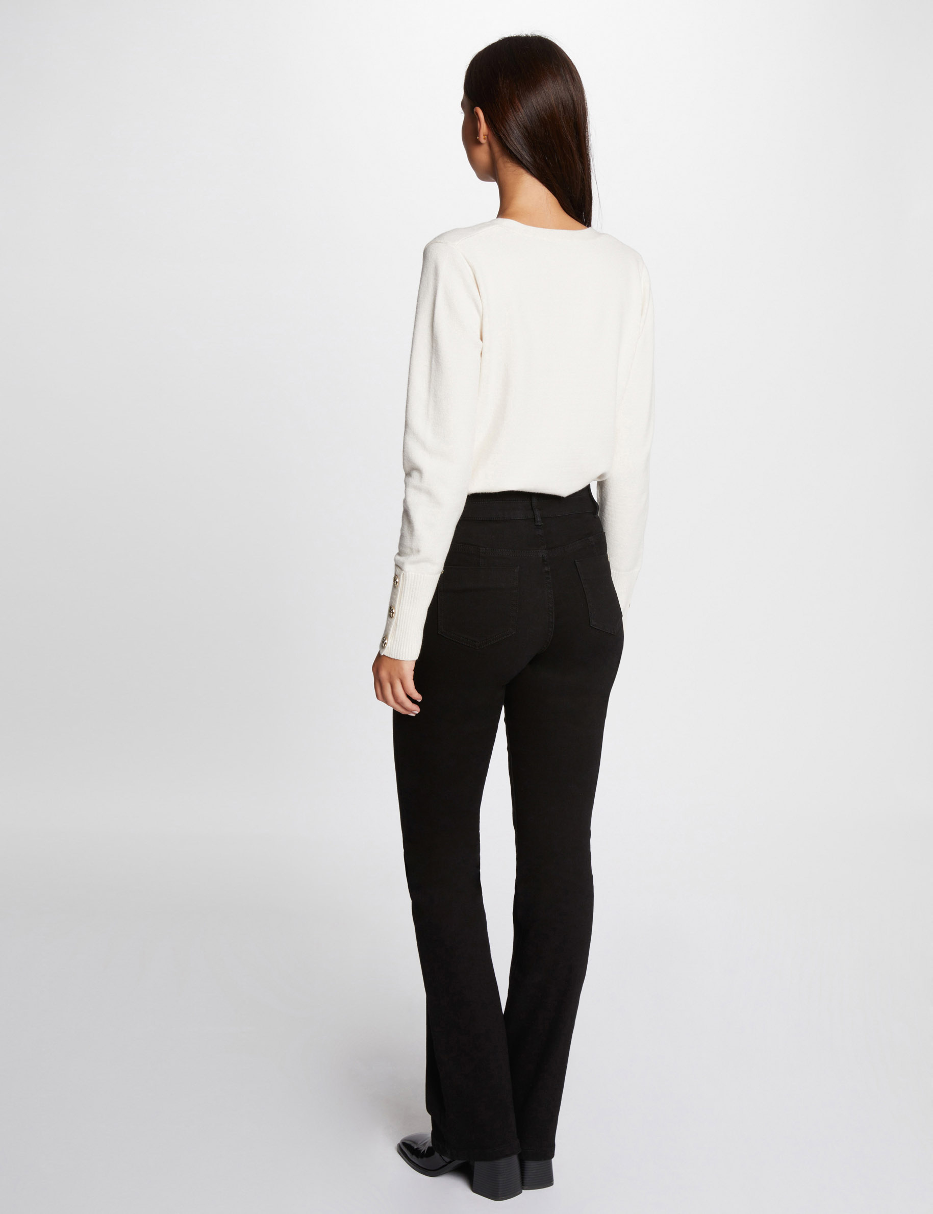 pull manches longues col en v ivoire femme Pull manches longues col en V ivoire femme