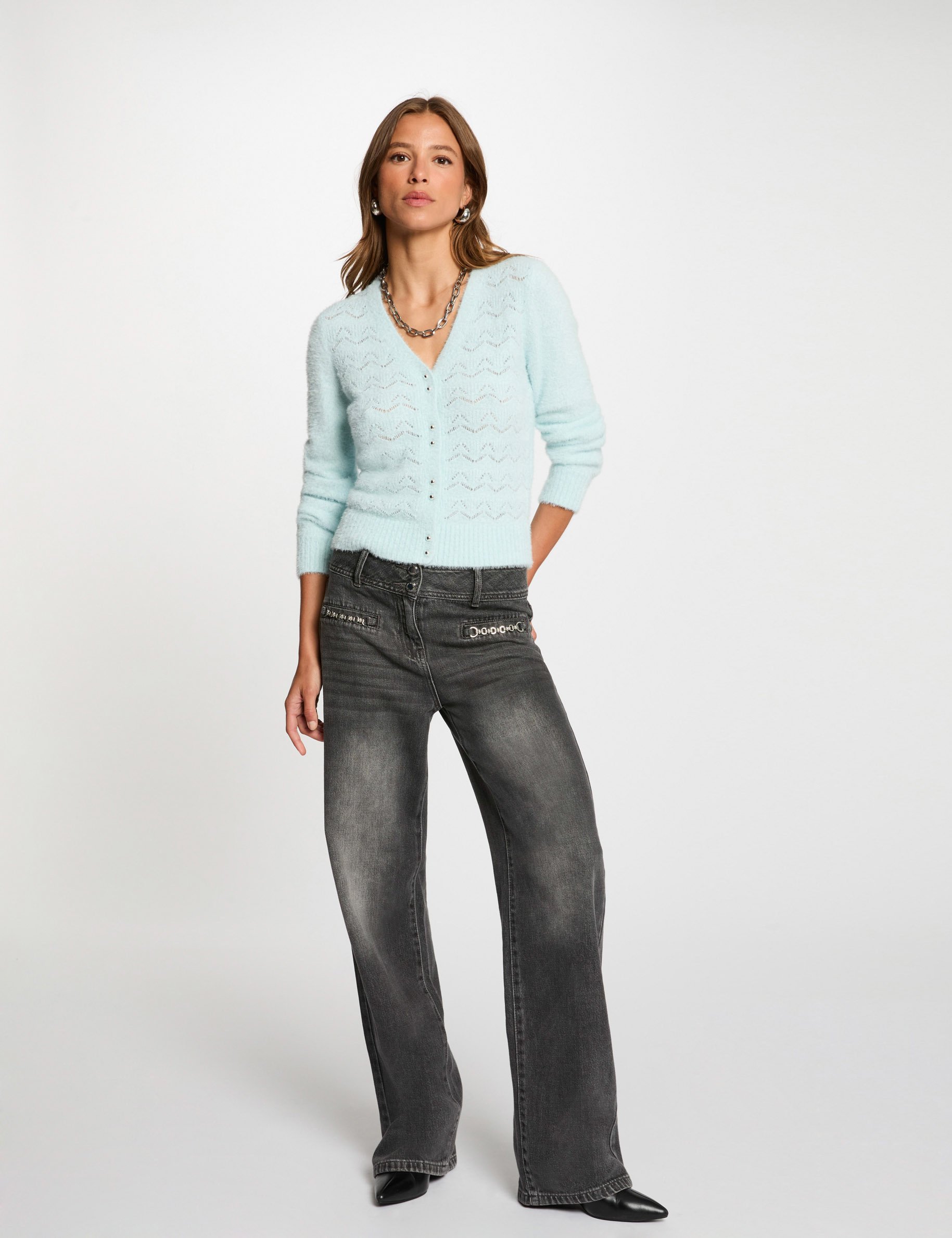 gilet manches longues bleu ciel femme Gilet manches longues bleu ciel femme