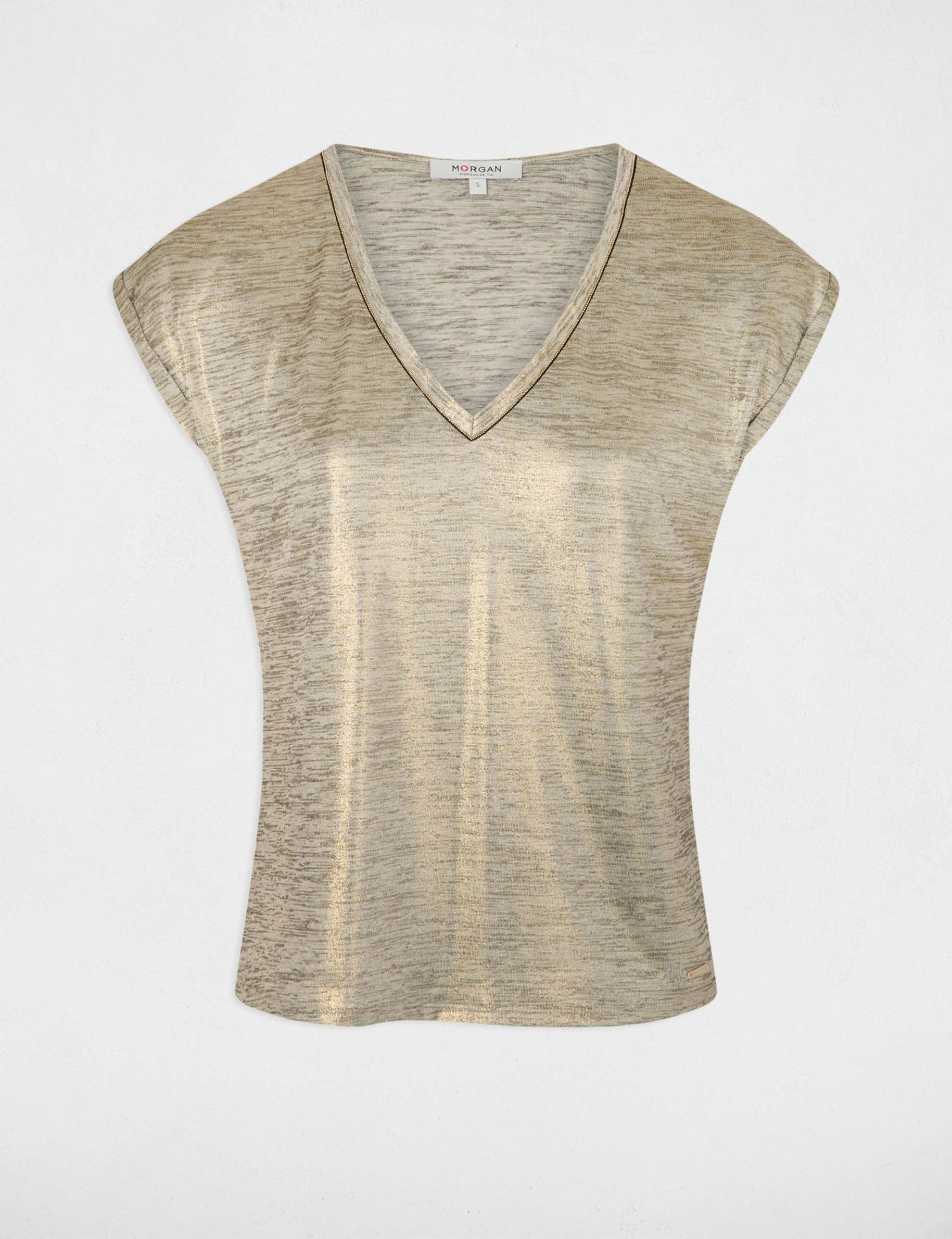 T-shirt manches courtes jaune or femme