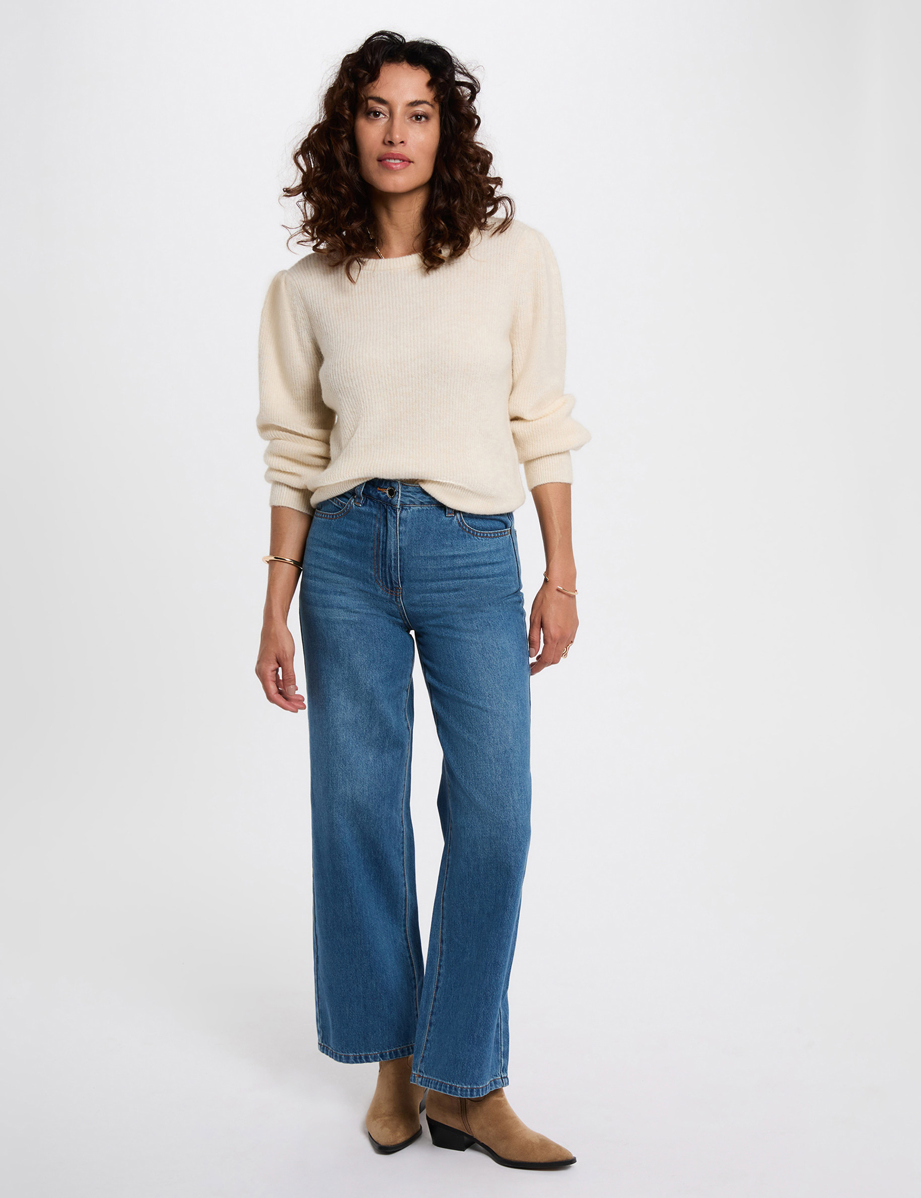 Pull court ajust&eacute; ivoire femme