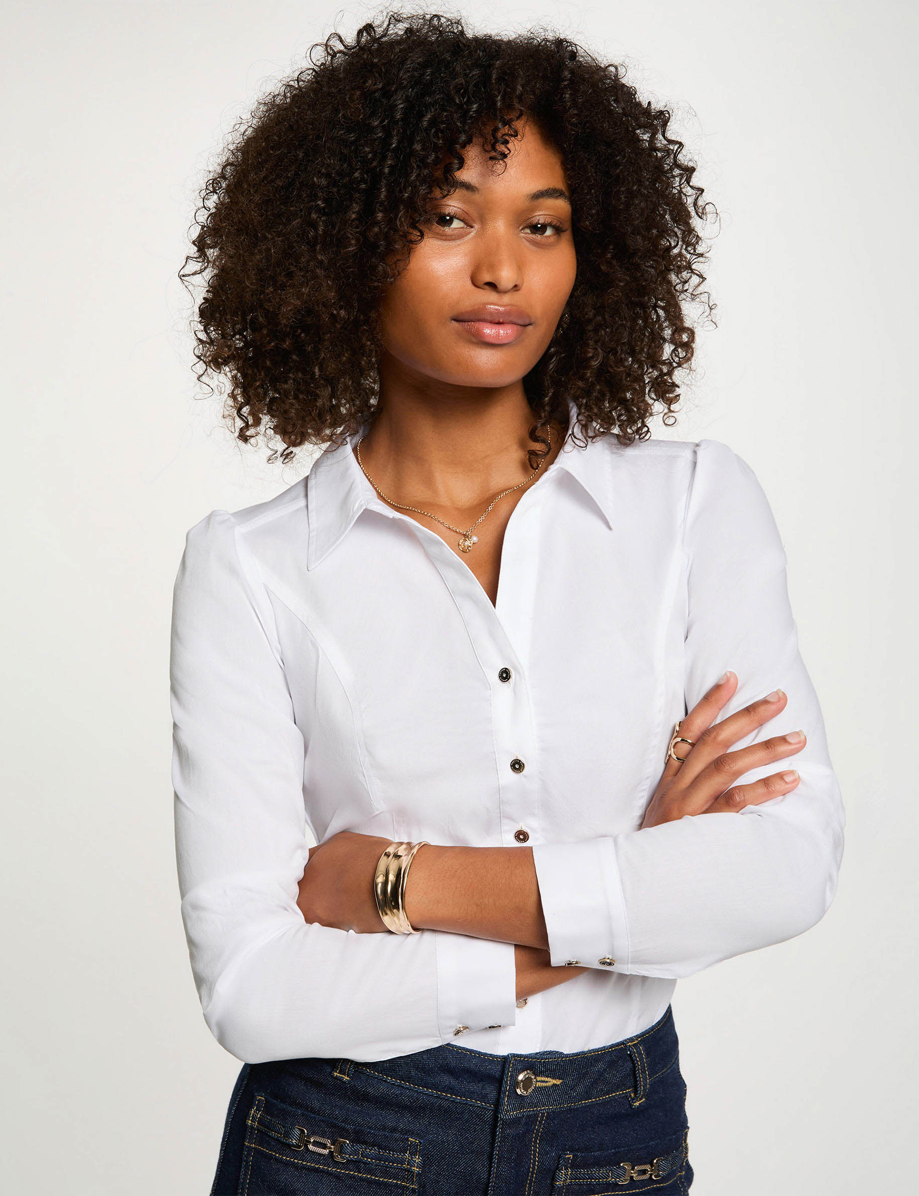 Chemise manches longues blanc femme