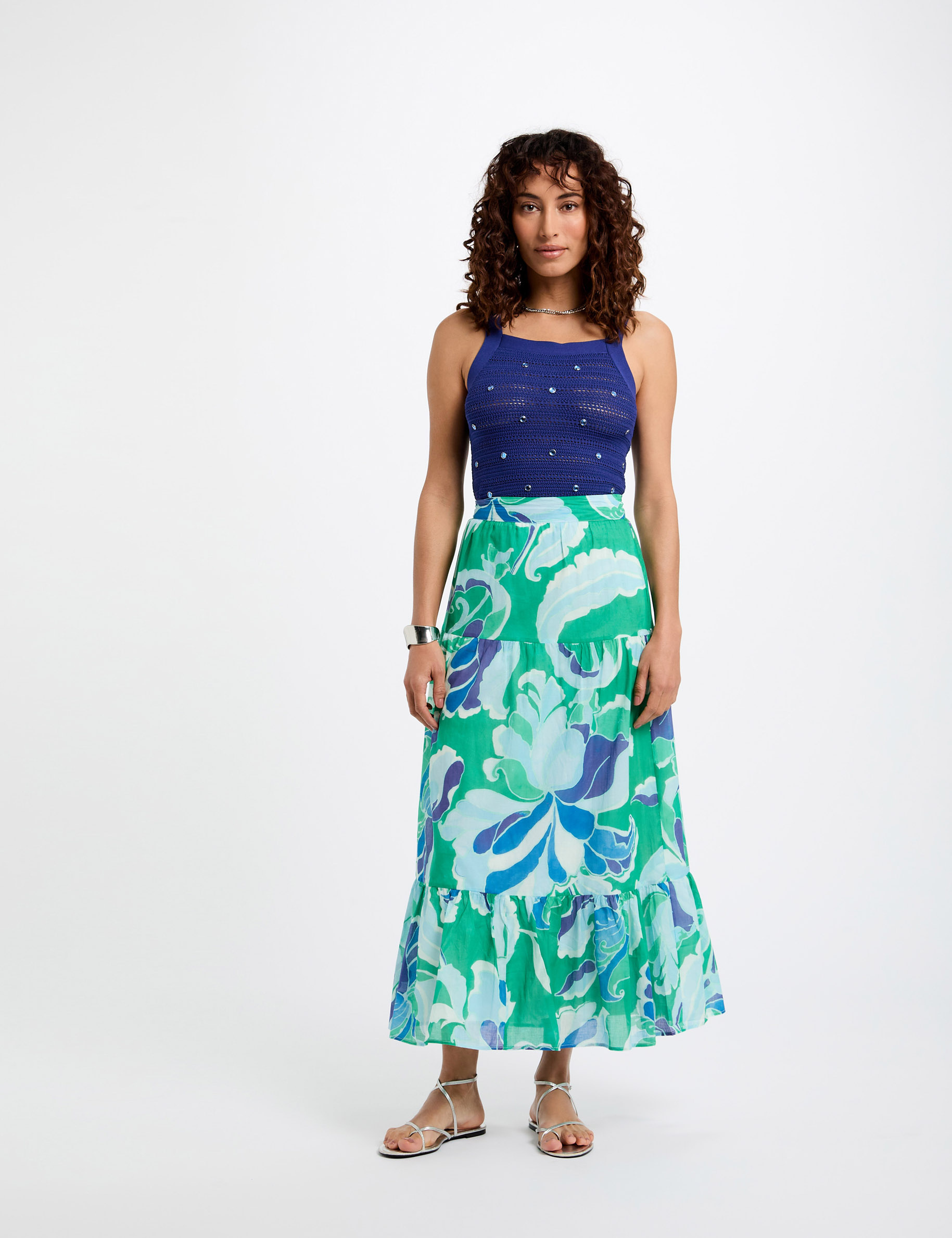 Lange rok met print meerkleurig vrouw