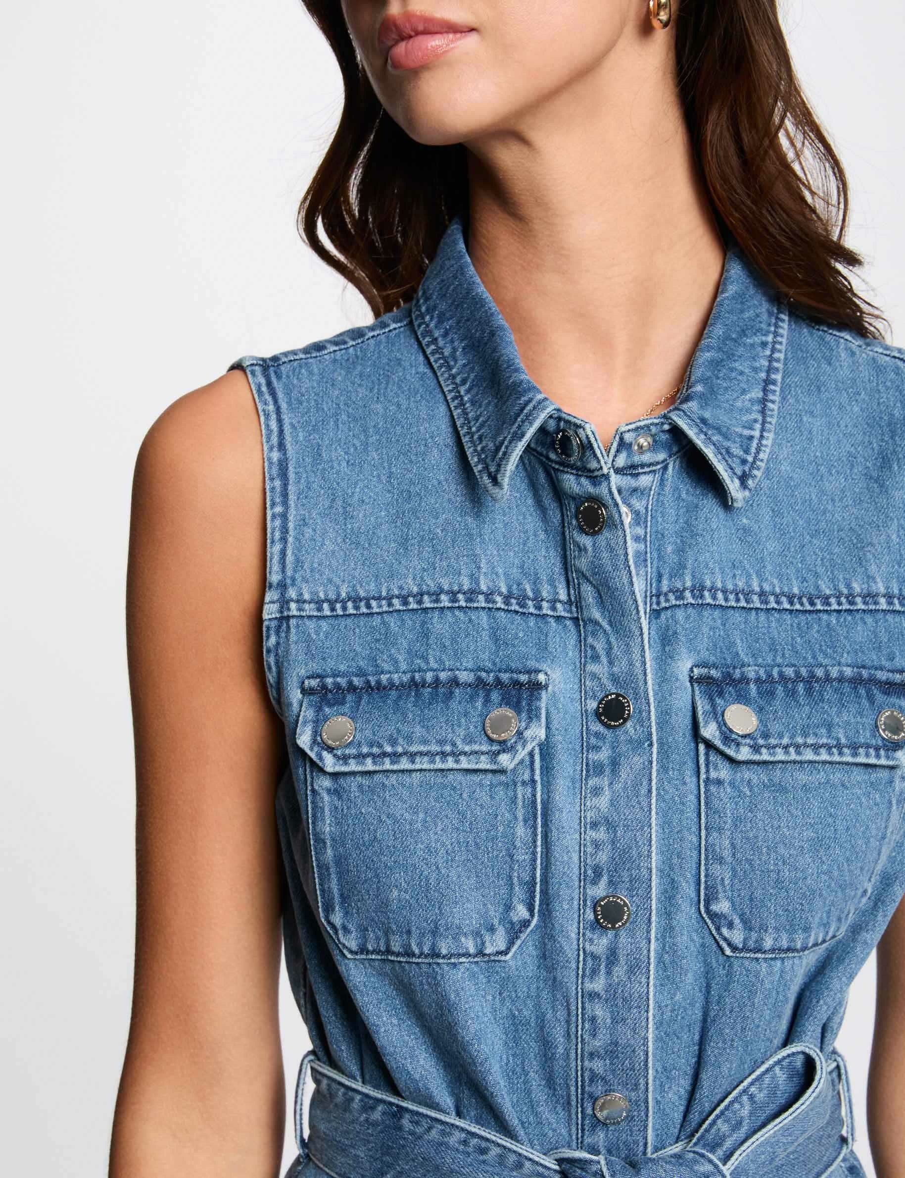 robe midi trapeze en jean denim stone femme Robe midi trapèze en jean denim stone femme