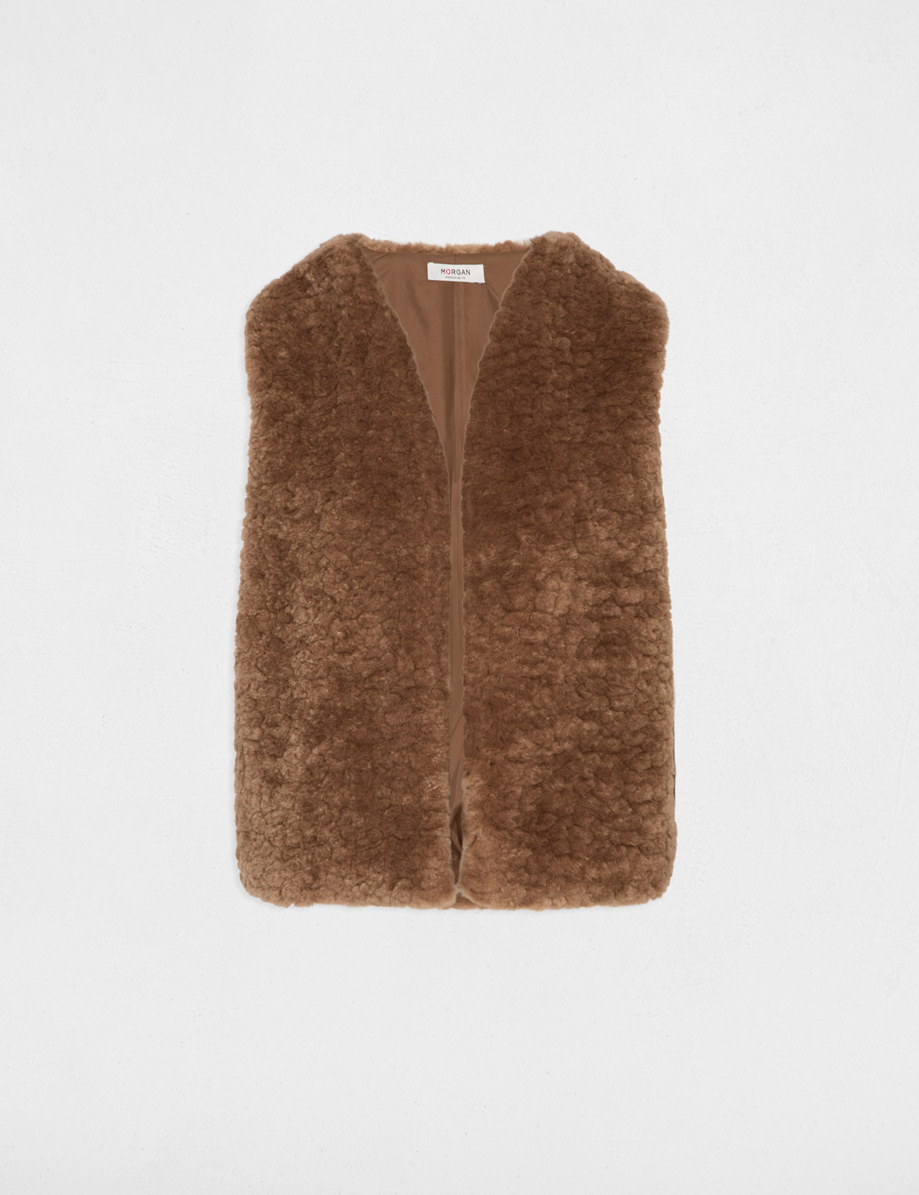 Faux-bontjes gilet bruin vrouw