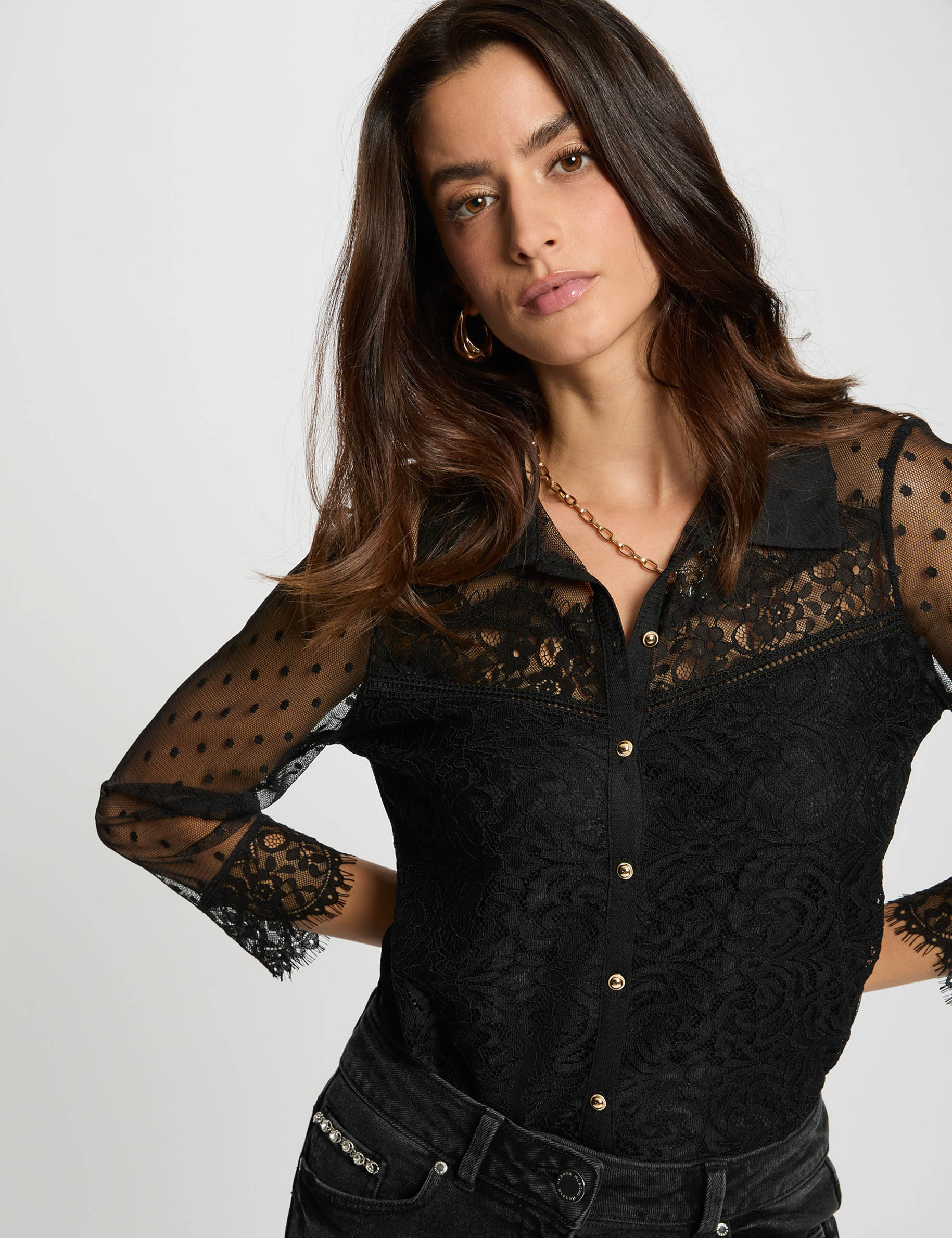 chemise courte dentelle noir femme Chemise courte dentelle noir femme