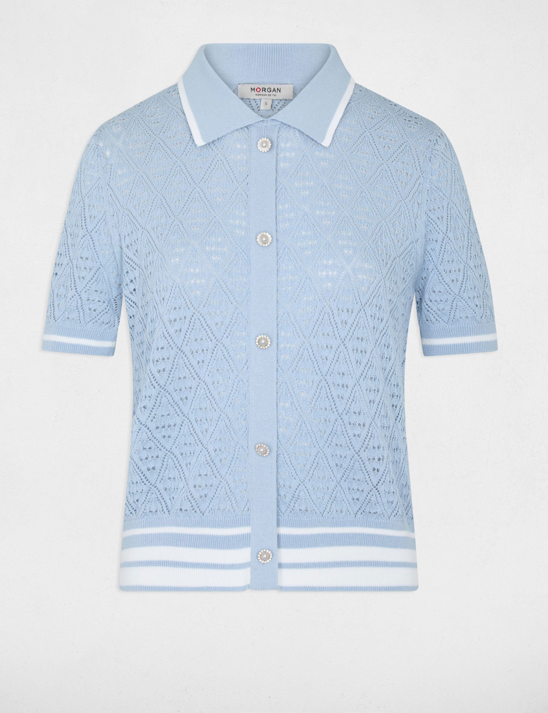 Getailleerd vest met reverskraag hemelsblauw vrouw