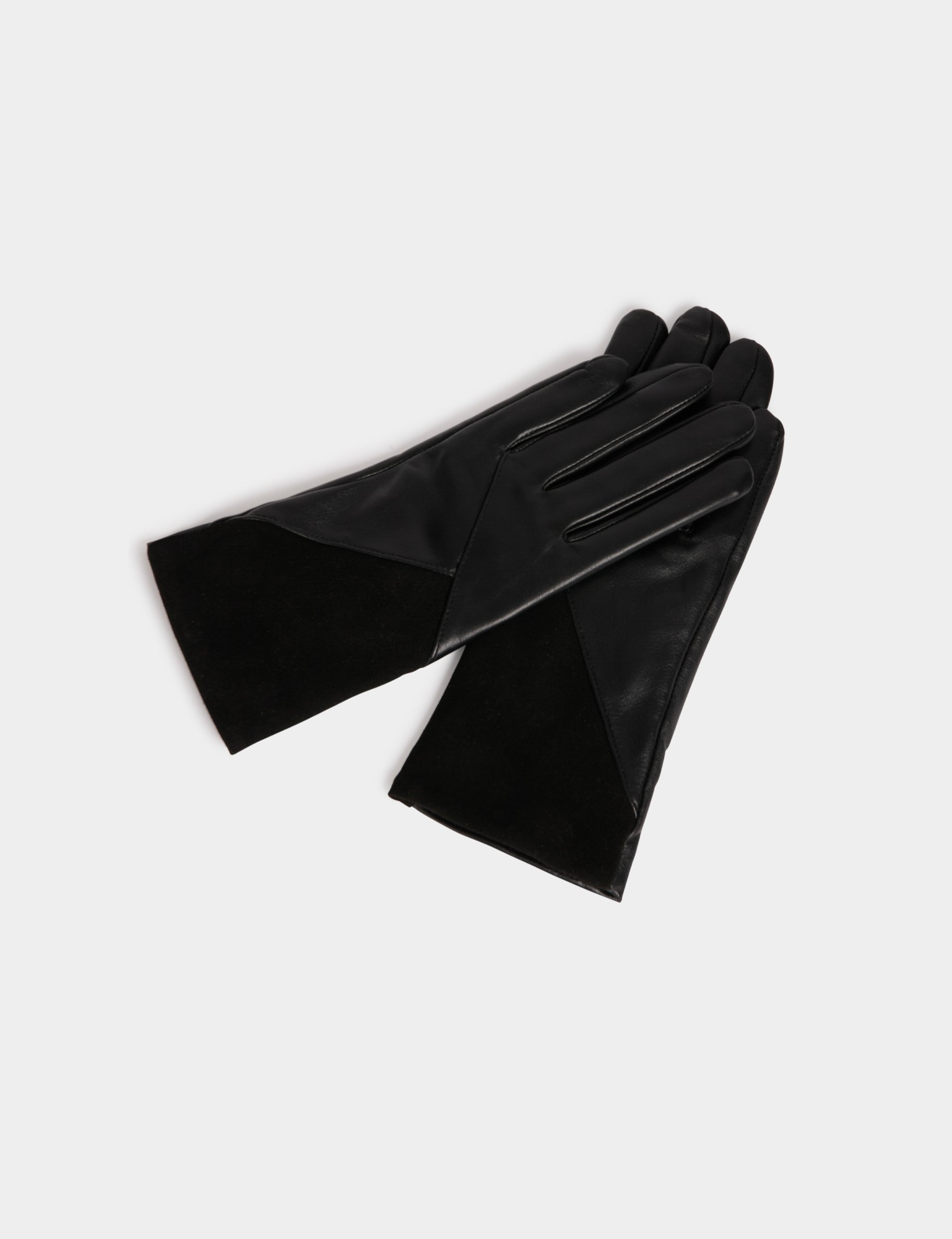 Gants bimatière noir femme