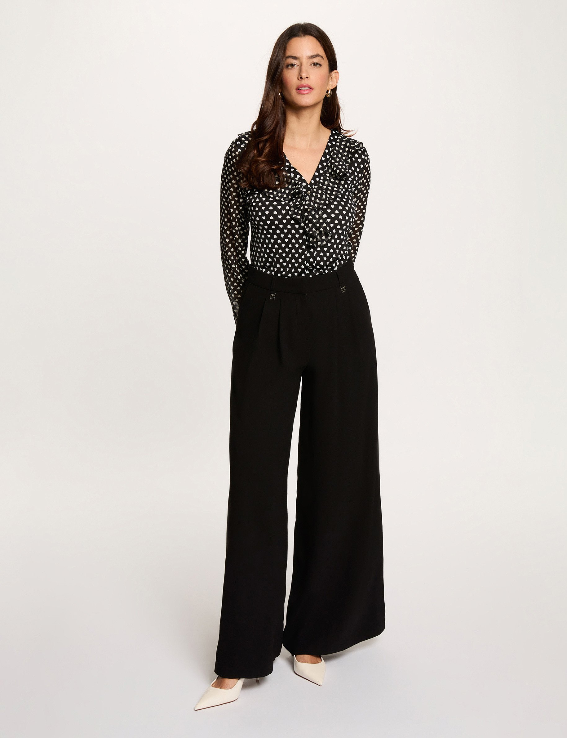 Voile blouse met v-hals zwart vrouw