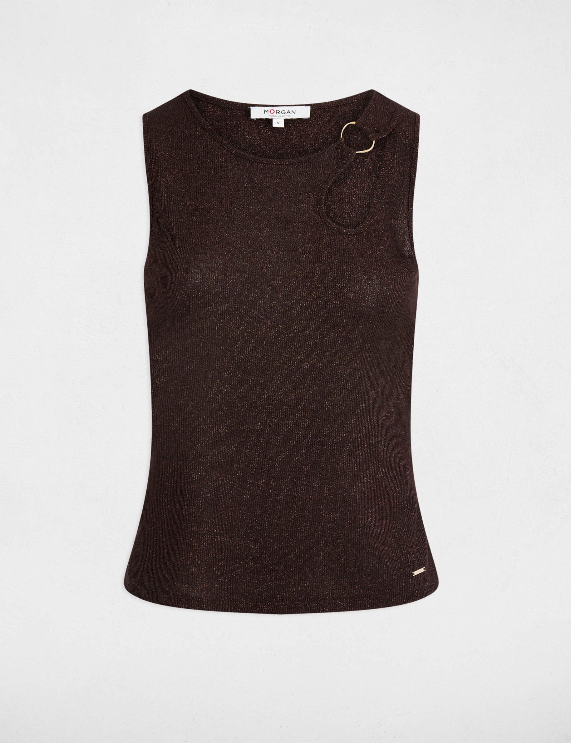 D&eacute;bardeur sans manches marron fonc&eacute; femme