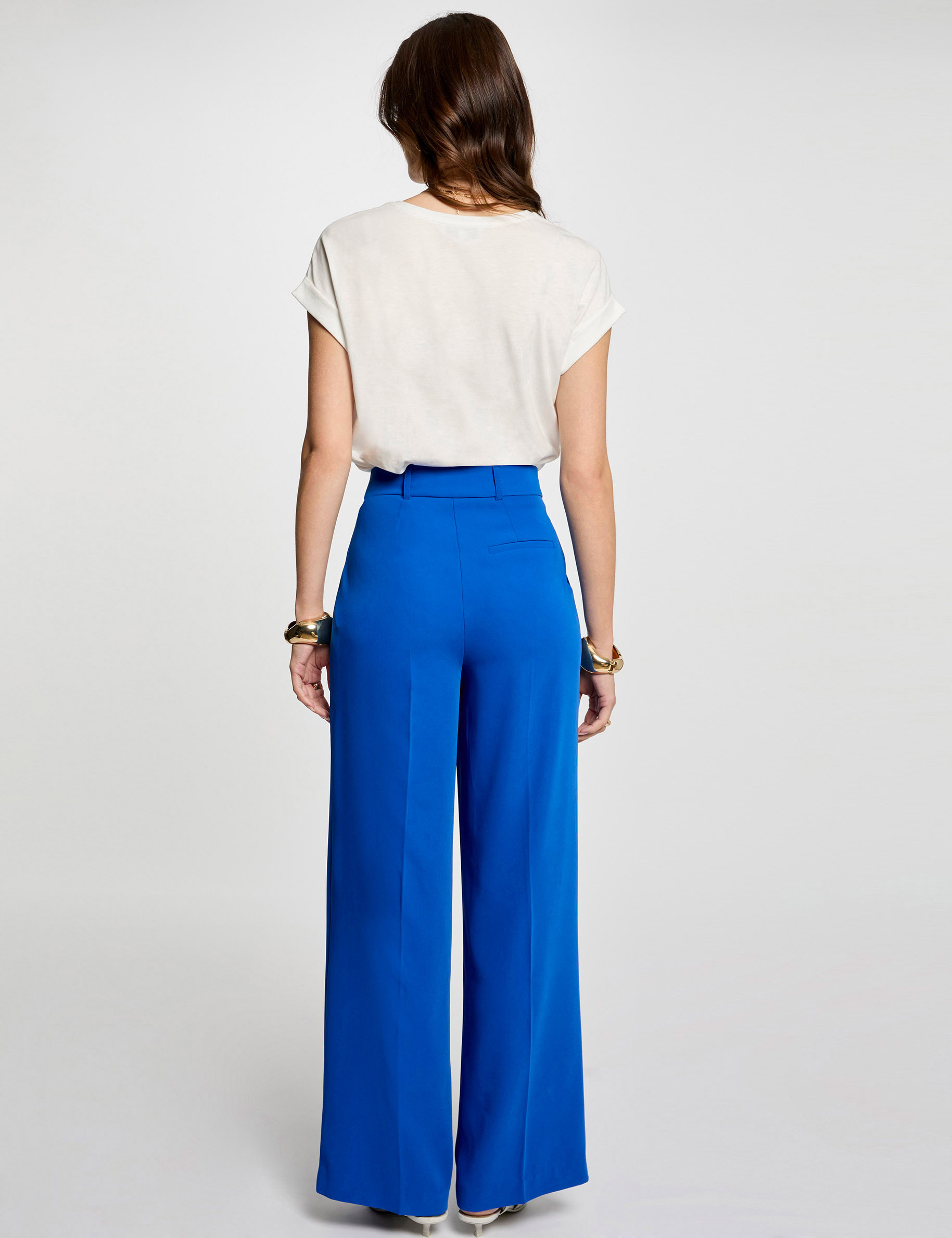 pantalon flare fluide bleu electrique femme Pantalon flare fluide bleu electrique femme