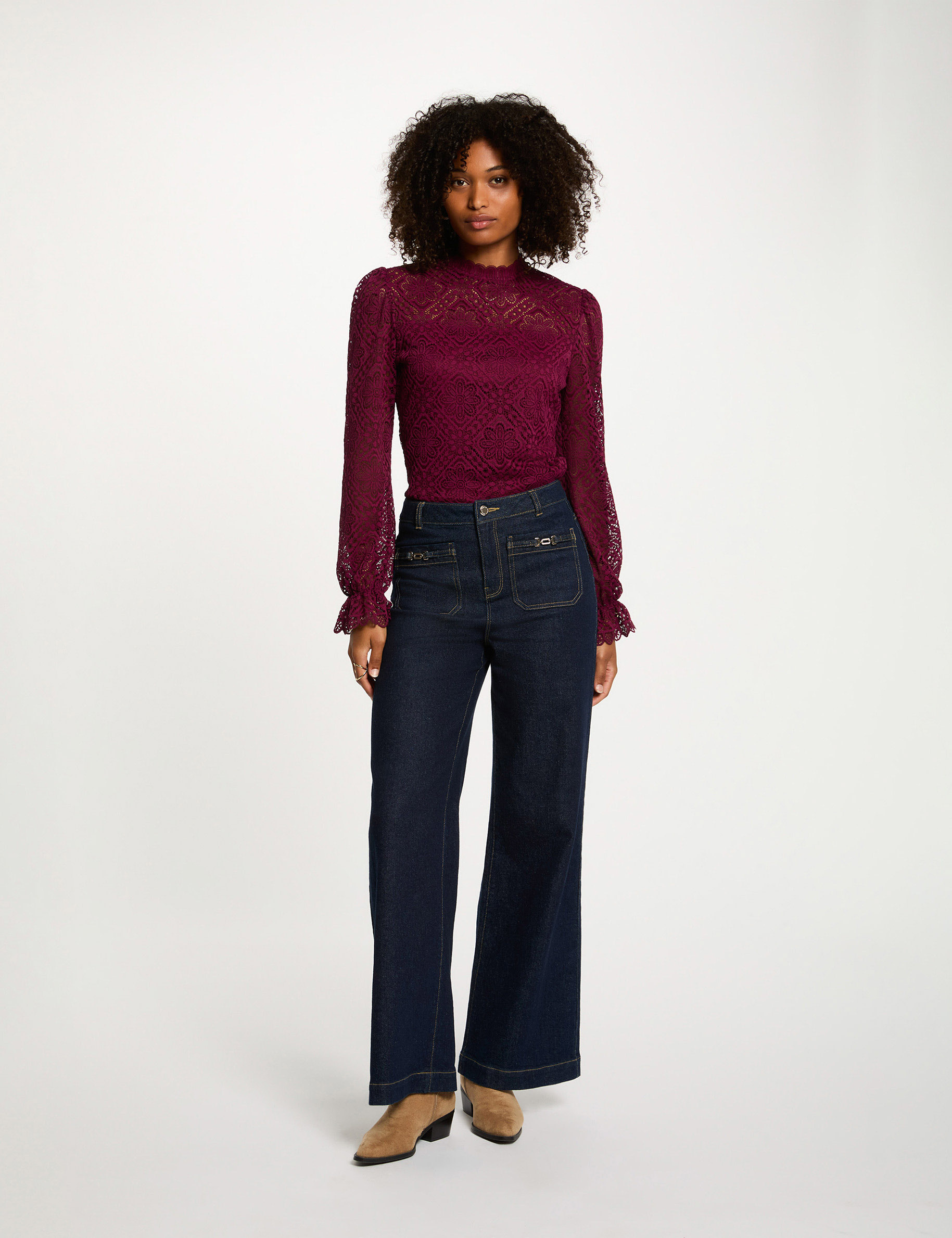 t shirt manches longues prune femme T-shirt manches longues prune femme