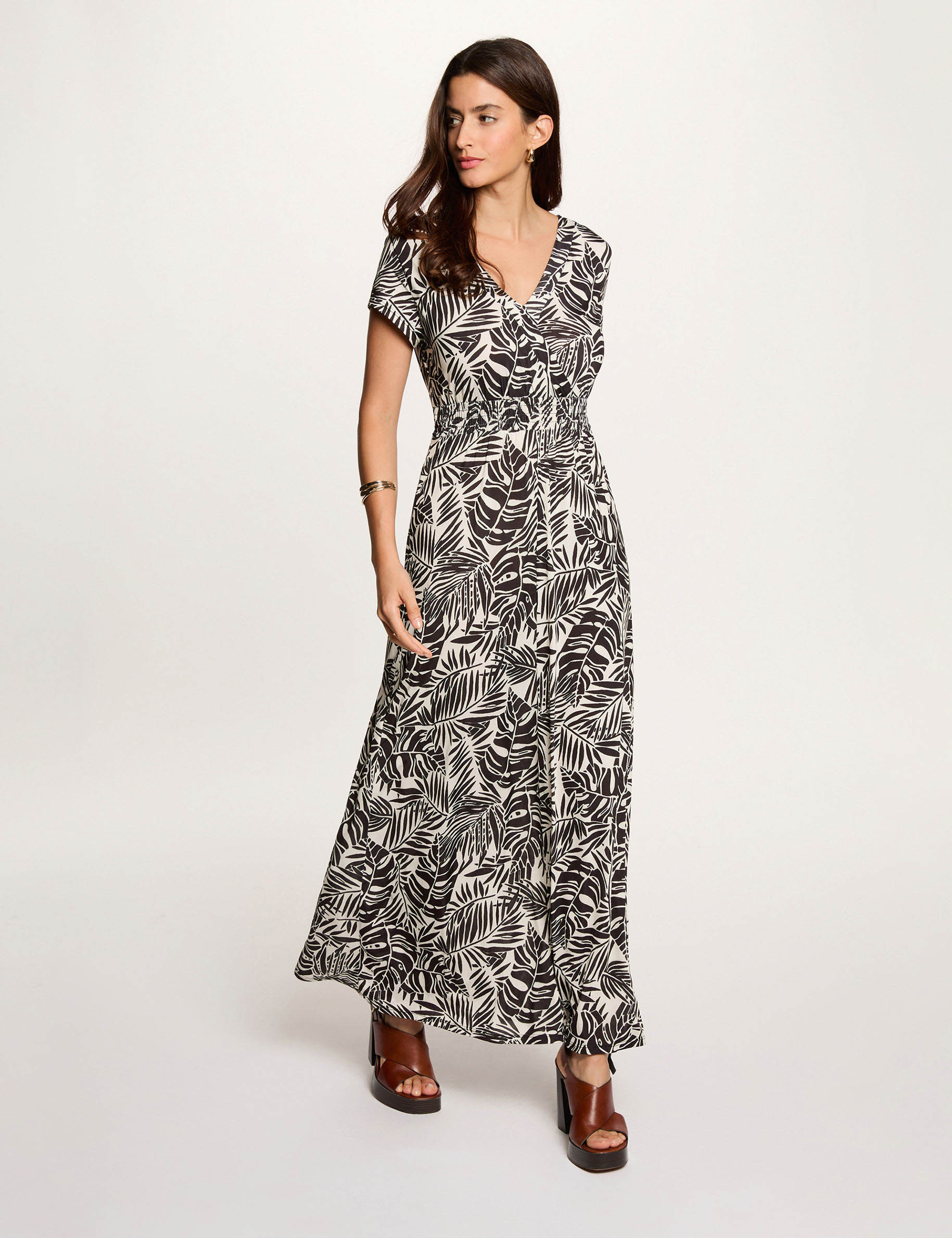 Robe longue fluide multicolore femme