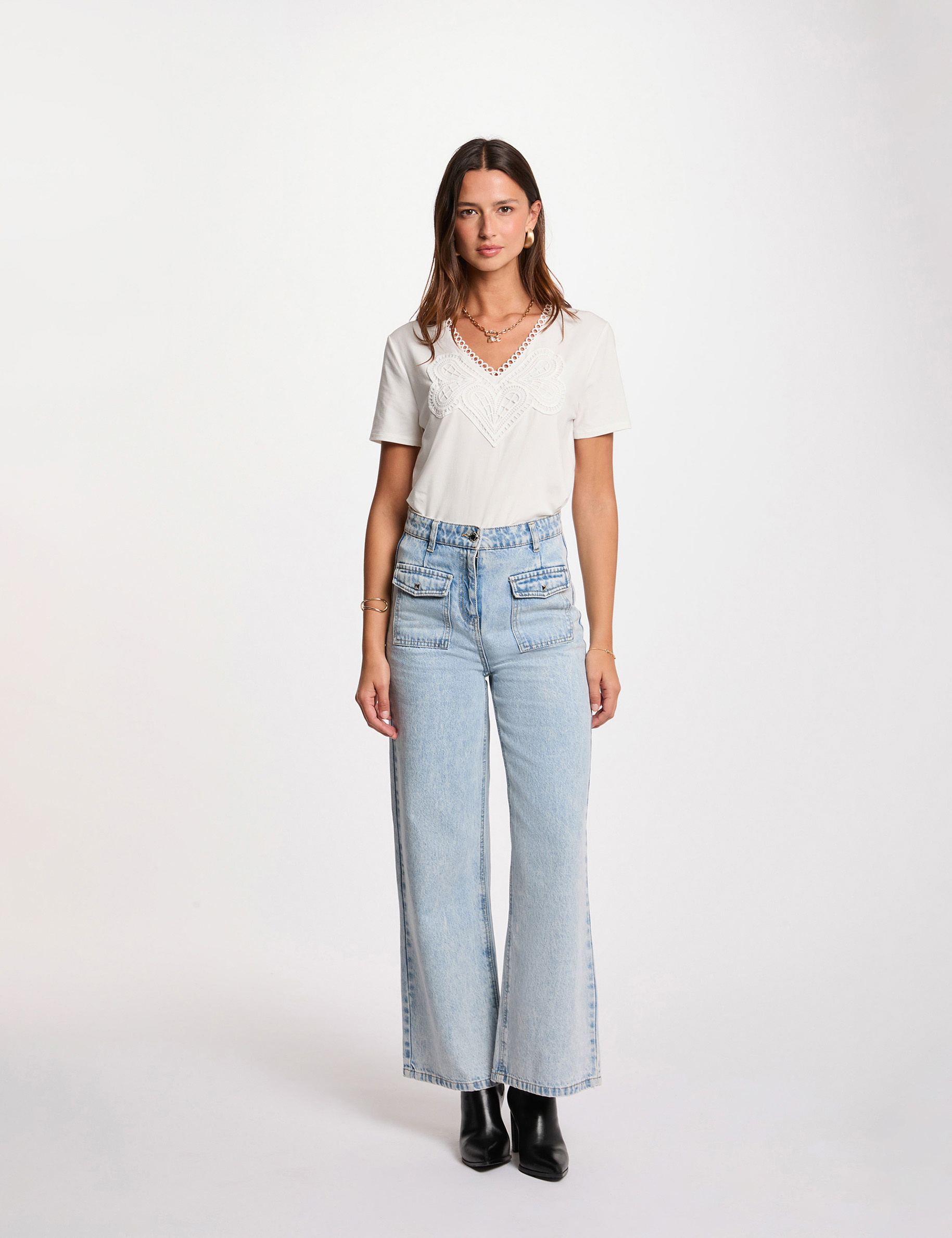 T-shirt manches courtes blanc femme
