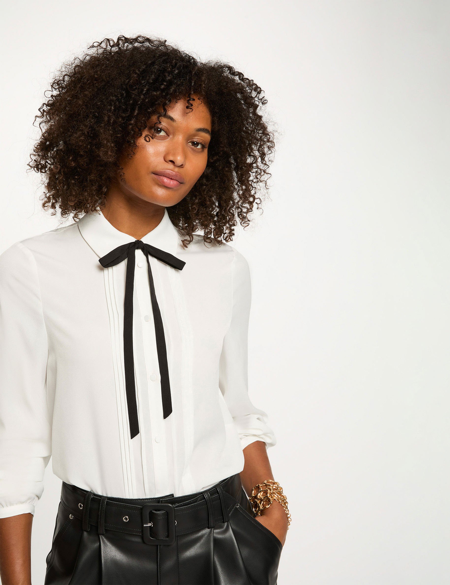 Chemise fluide col claudine blanc femme