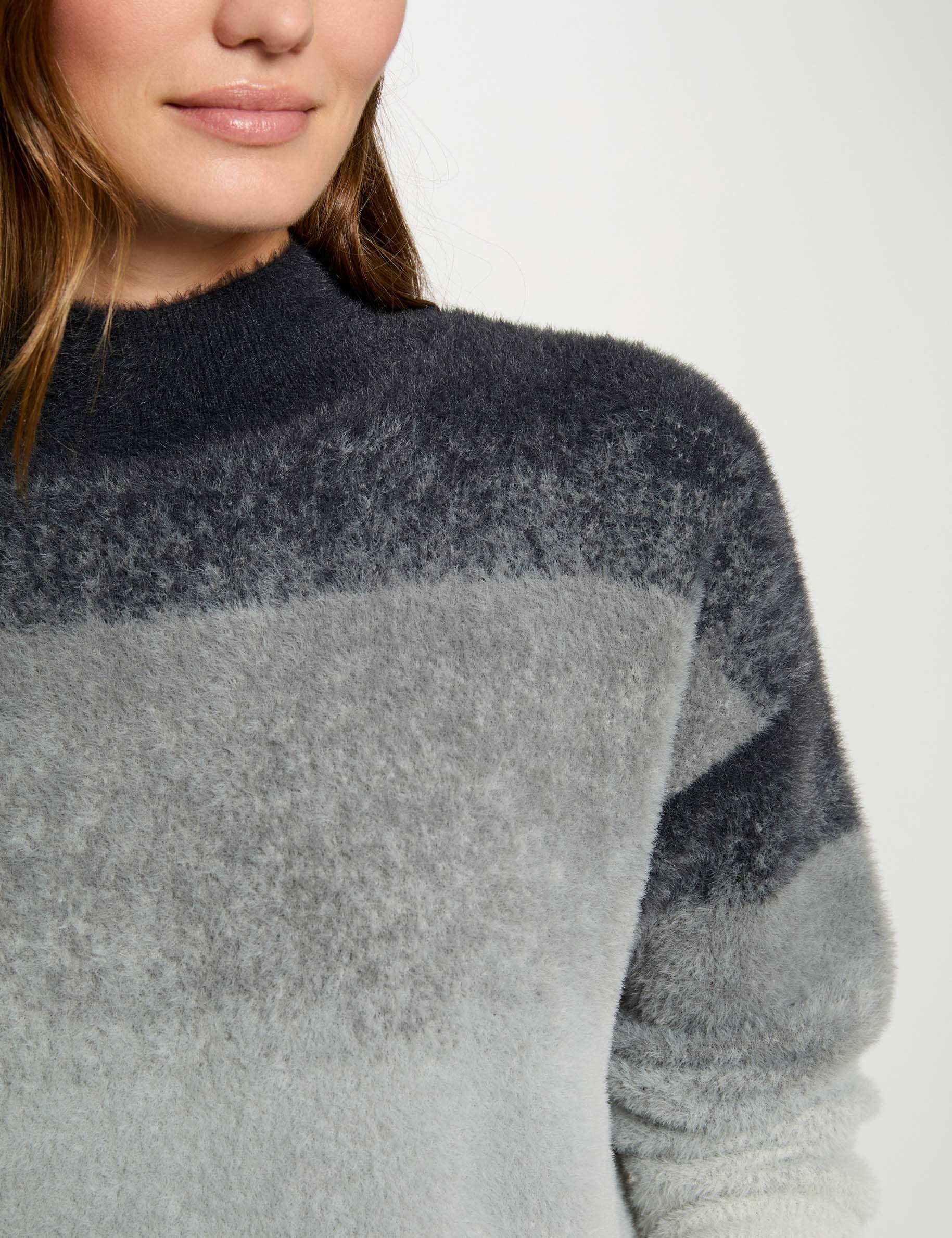 pull col montant gris moyen femme Pull col montant gris moyen femme