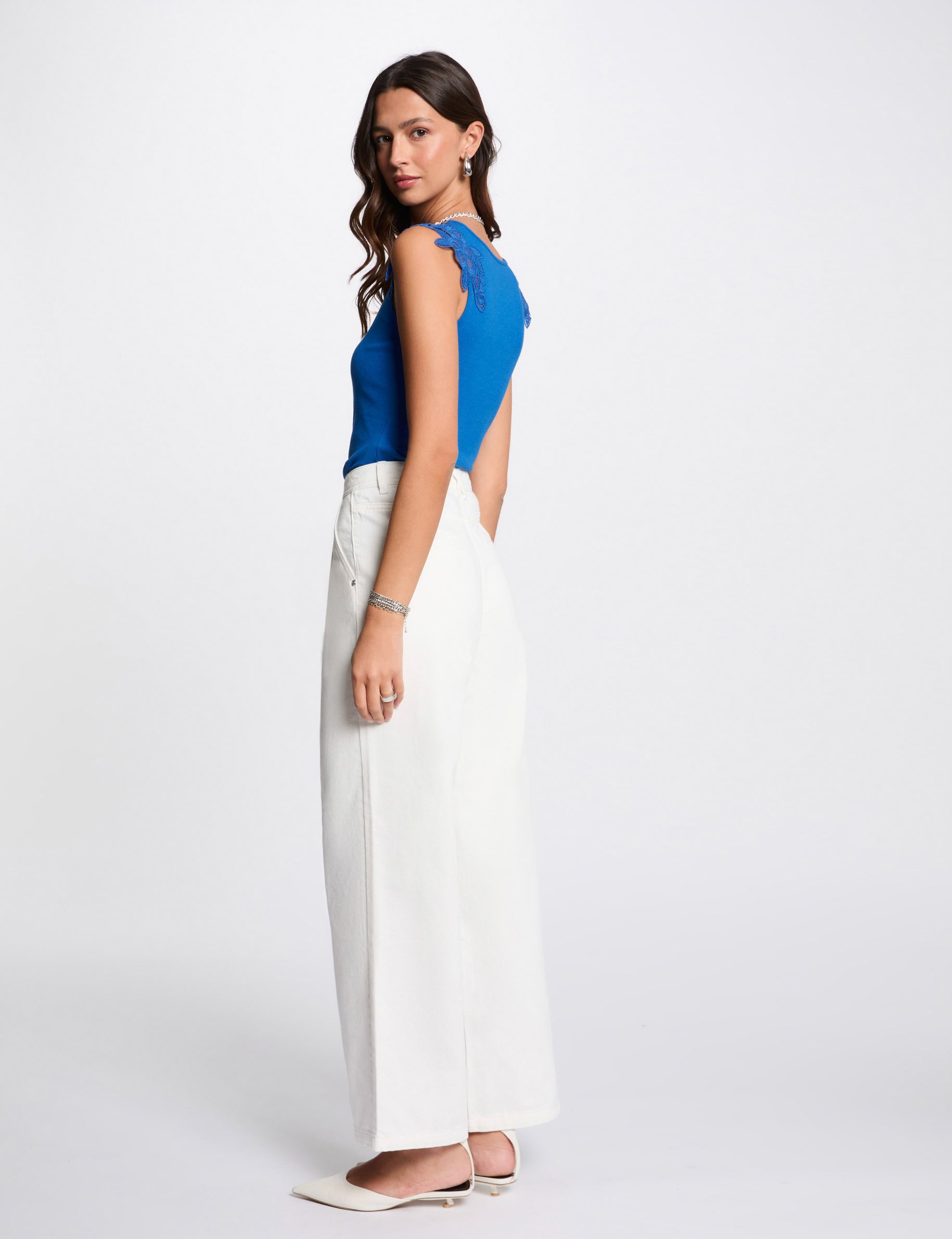 mouwloze top bleu electrique vrouw Mouwloze top bleu electrique vrouw