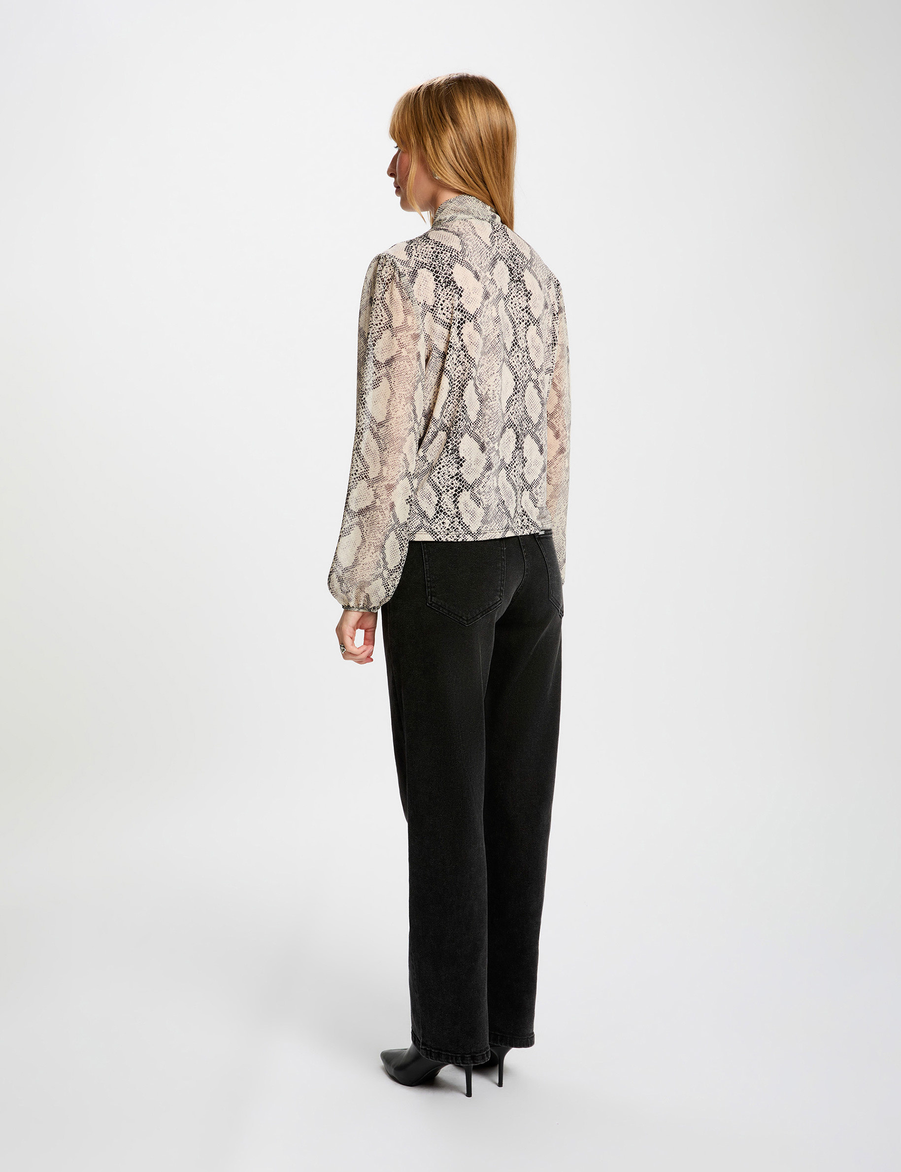T-shirt col lavallière multicolore femme