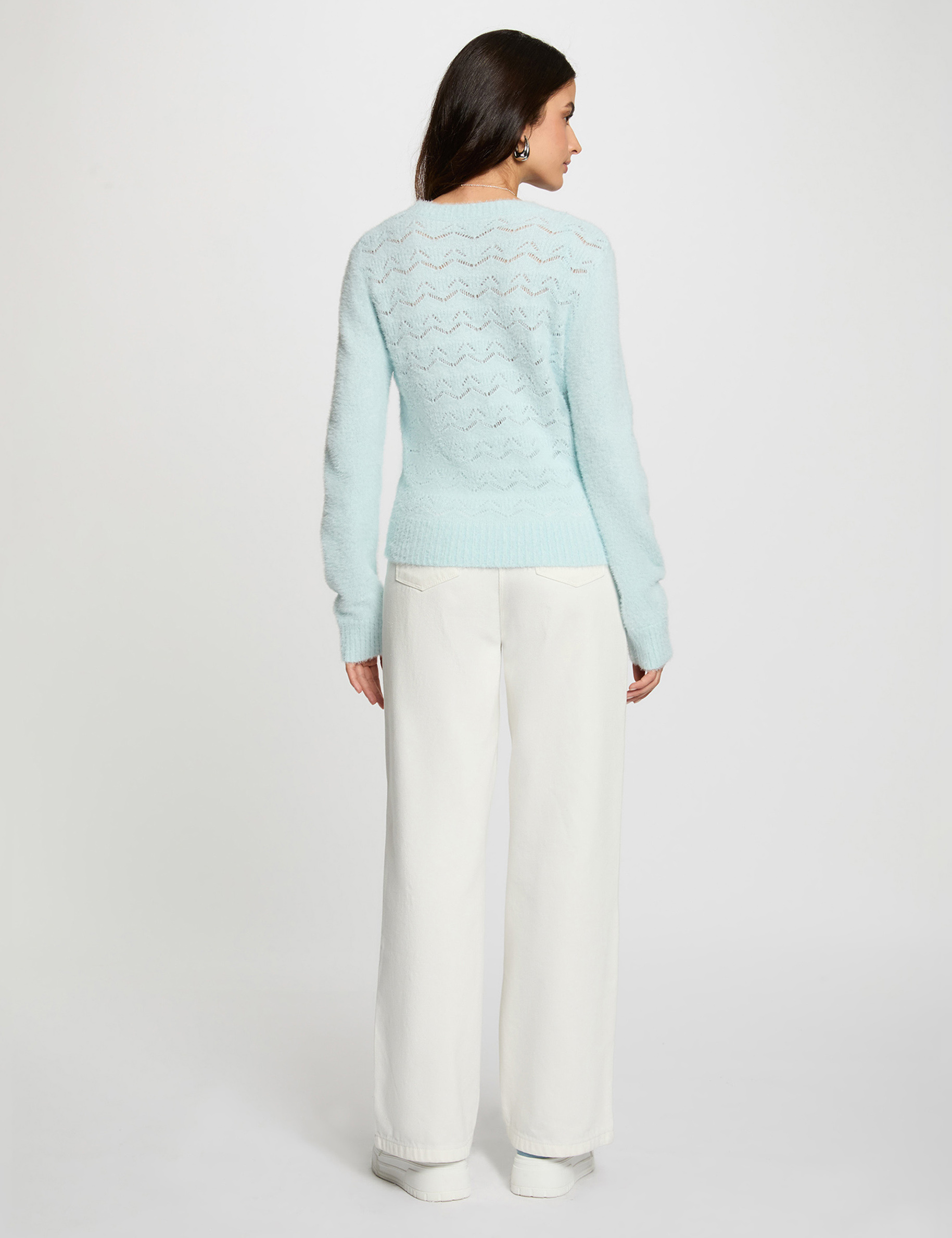 pull col en v bleu ciel femme Pull col en V bleu ciel femme