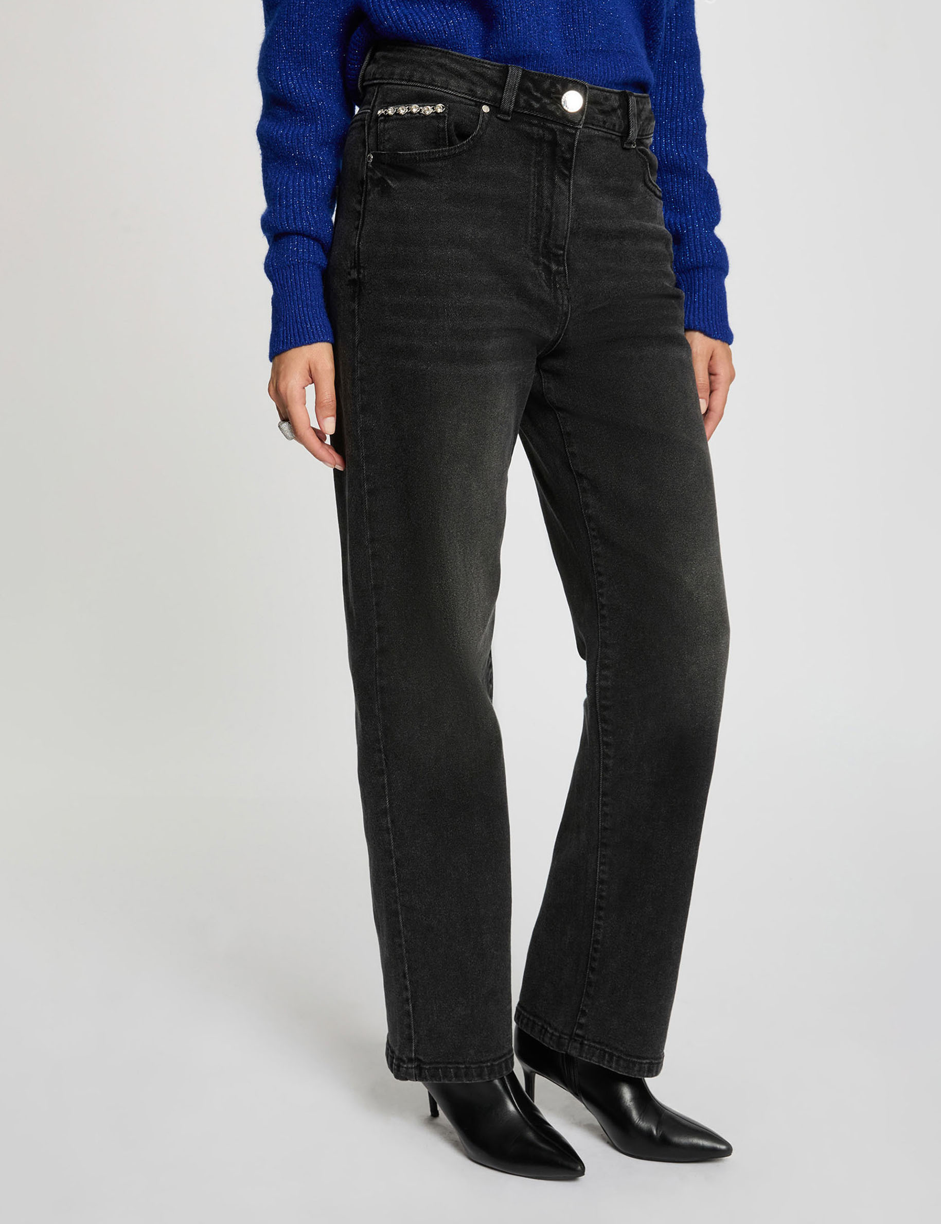 hoge taille wijde broek donkergrijs vrouw Hoge taille wijde broek donkergrijs vrouw
