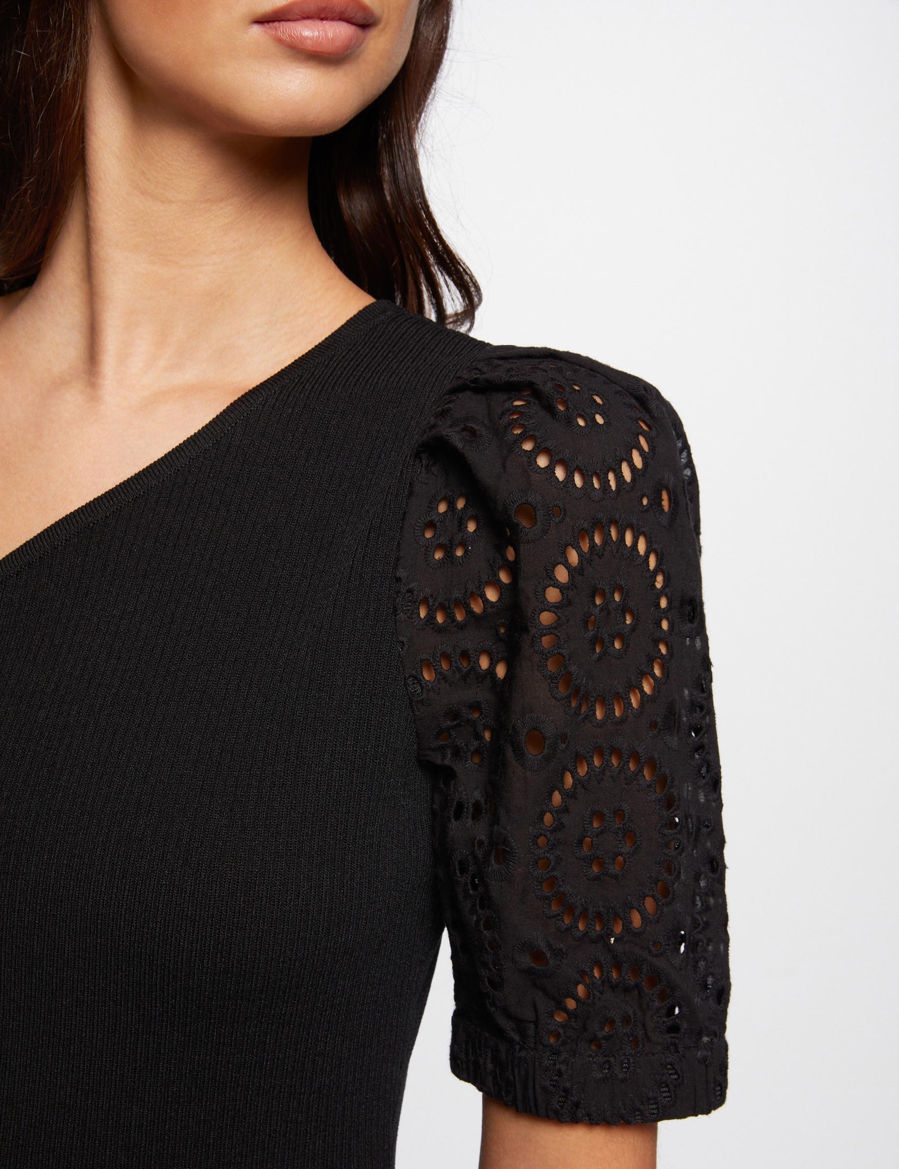 Robe tricot midi asymétrique noir femme
