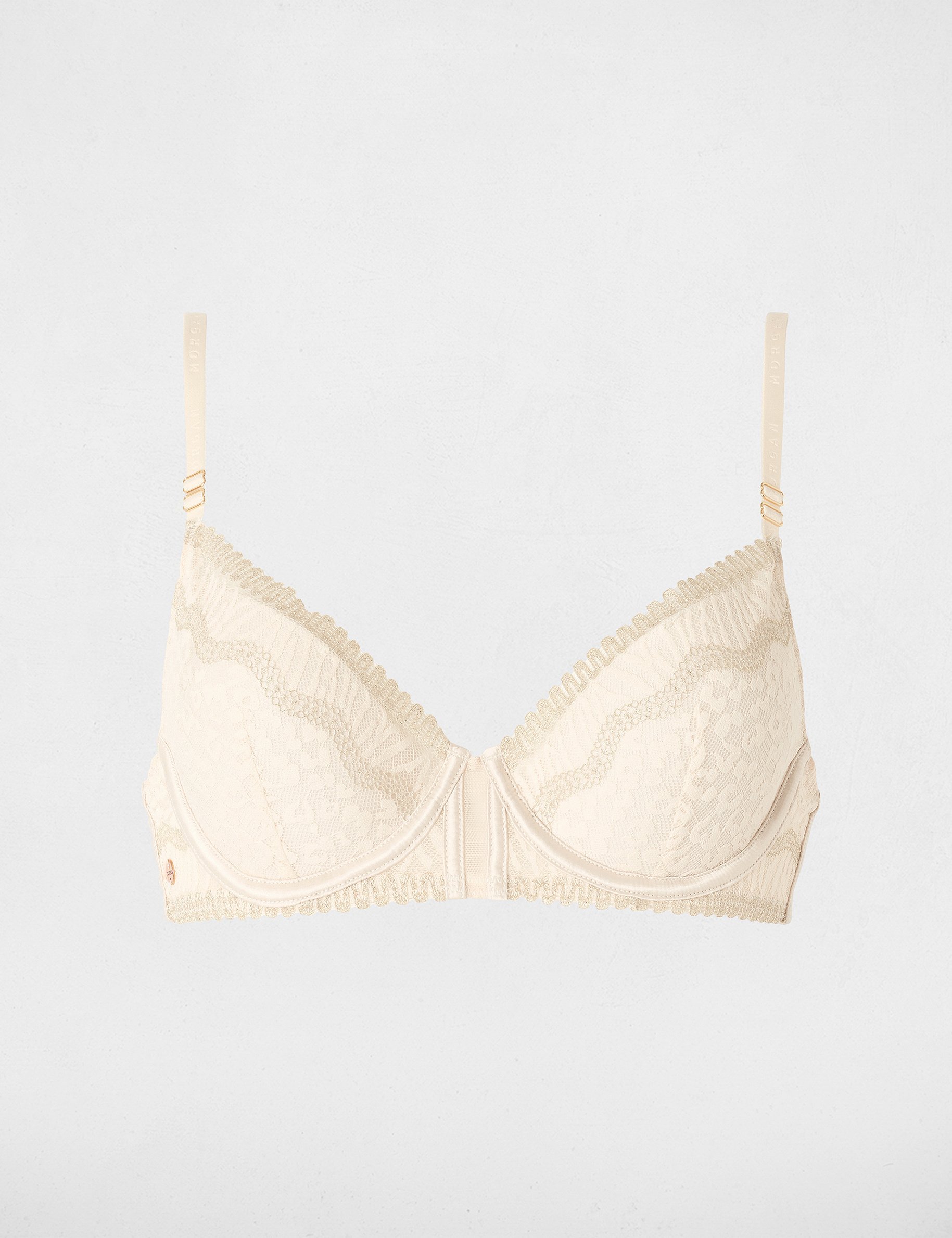 Soutien-gorge dentelle bretelles fines beige femme